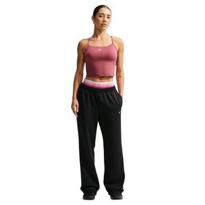 Nike Women's Studio Fleece Sport Dri-FIT Mid-Rise Open-Hem Pants - Black - BLACK
