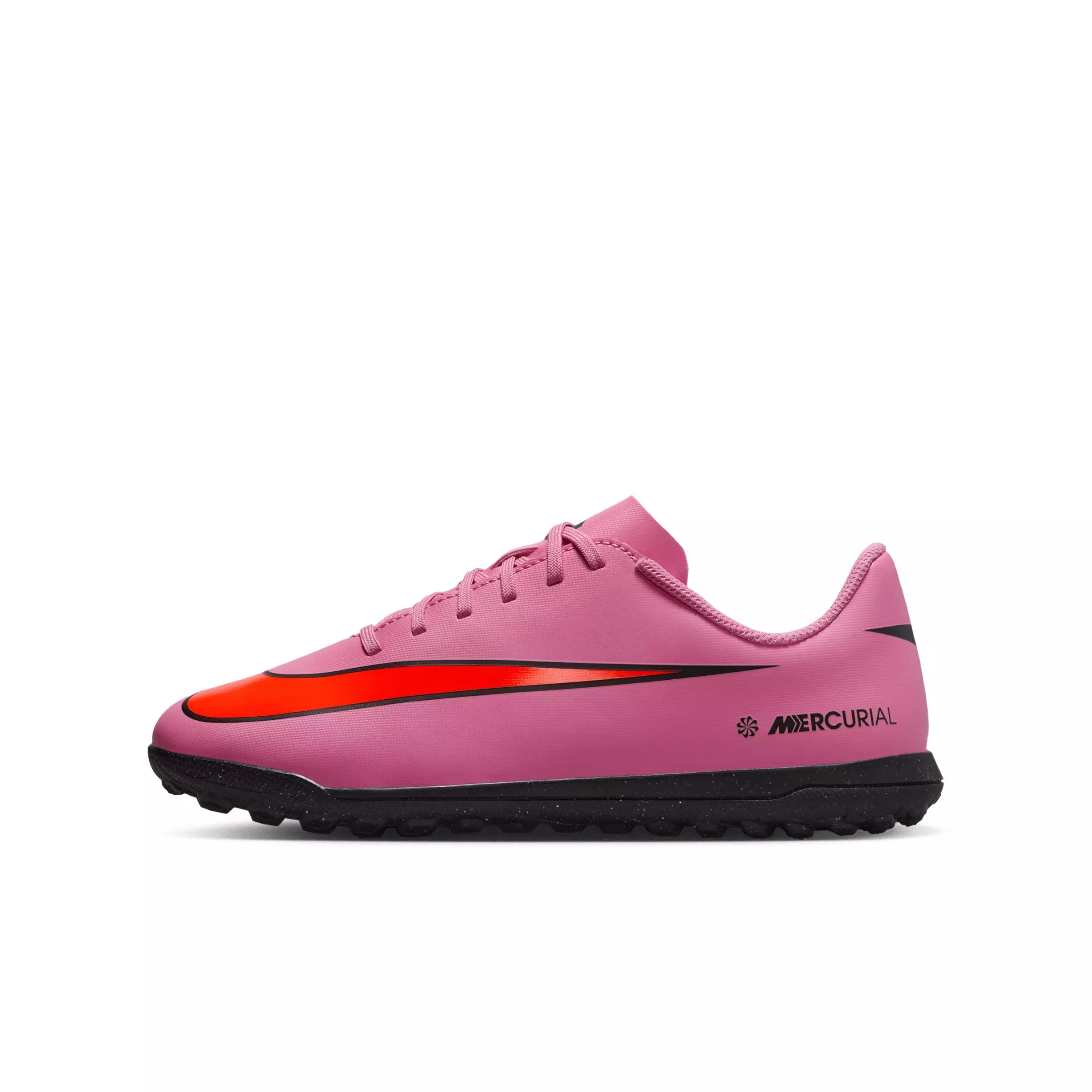 Nike Jr. Mercurial Vapor 16 Club Turf "Magic Flamingo/Crimson/Black" Grade School Kids' Soccer Shoe - FLAMINGO/CRIMSON/BLACK