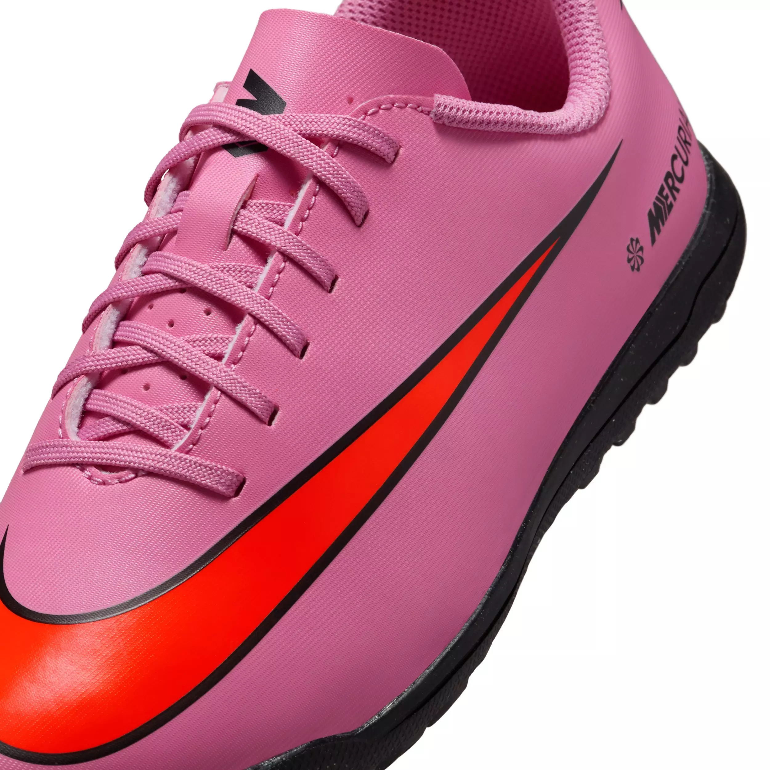 Nike Jr. Mercurial Vapor 16 Club Turf "Magic Flamingo/Crimson/Black" Grade School Kids' Soccer Shoe - FLAMINGO/CRIMSON/BLACK