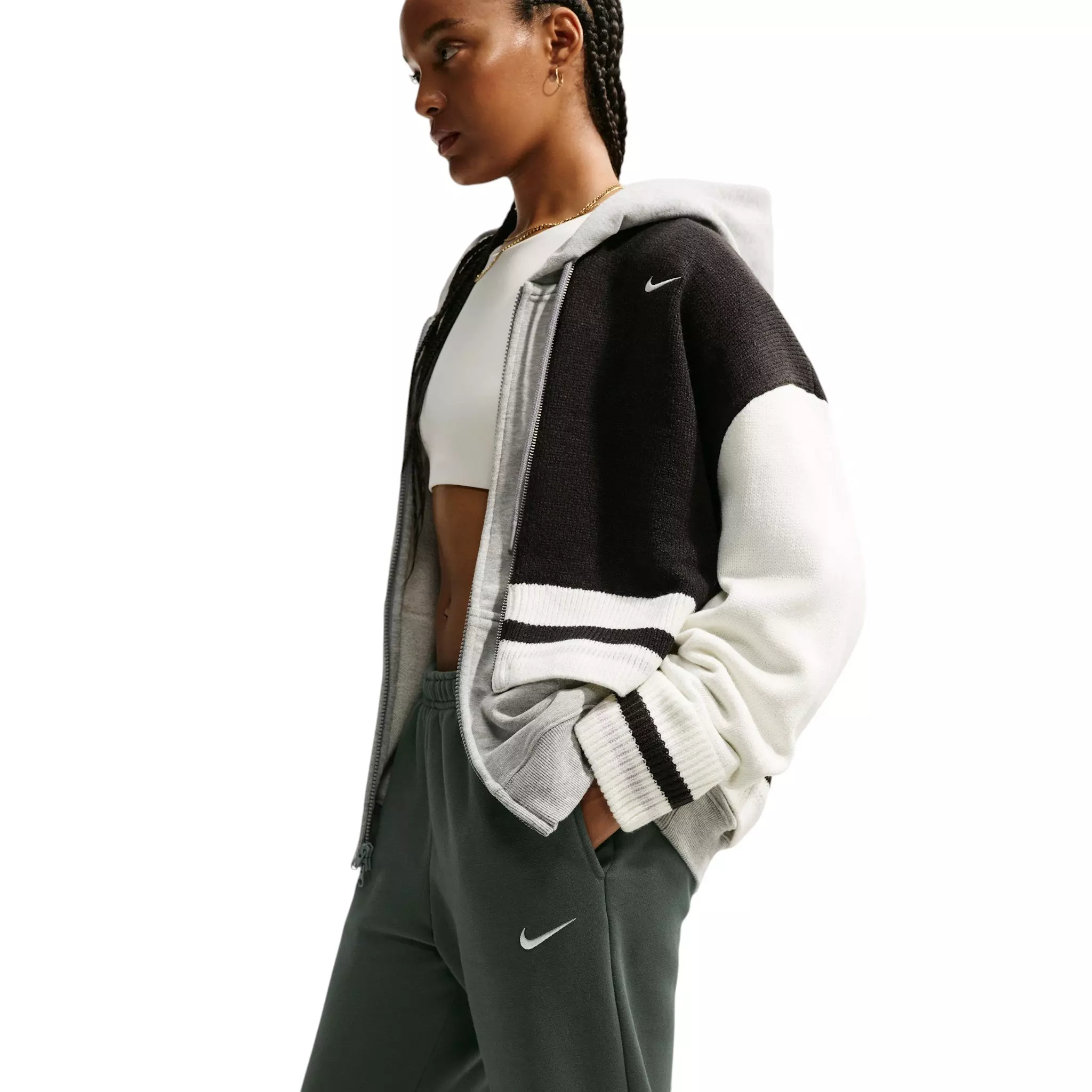 Nike Women's Studio Fleece Med-Weight Mid-Rise Joggers - Camo Green - CAMO GREEN