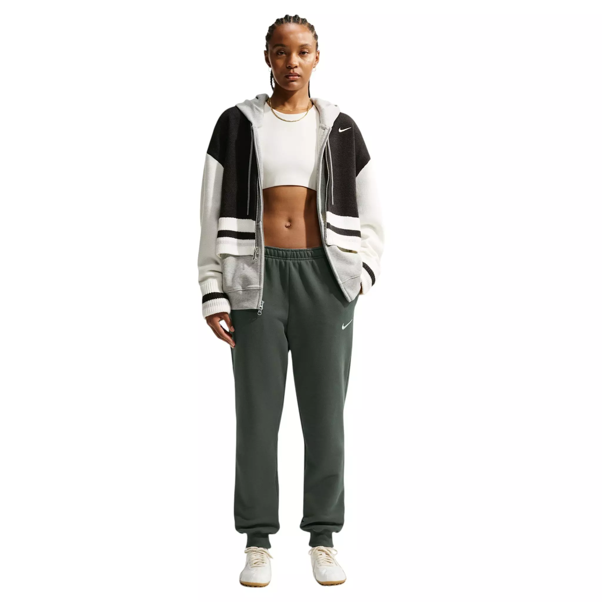 Nike Women's Studio Fleece Med-Weight Mid-Rise Joggers - Camo Green - CAMO GREEN