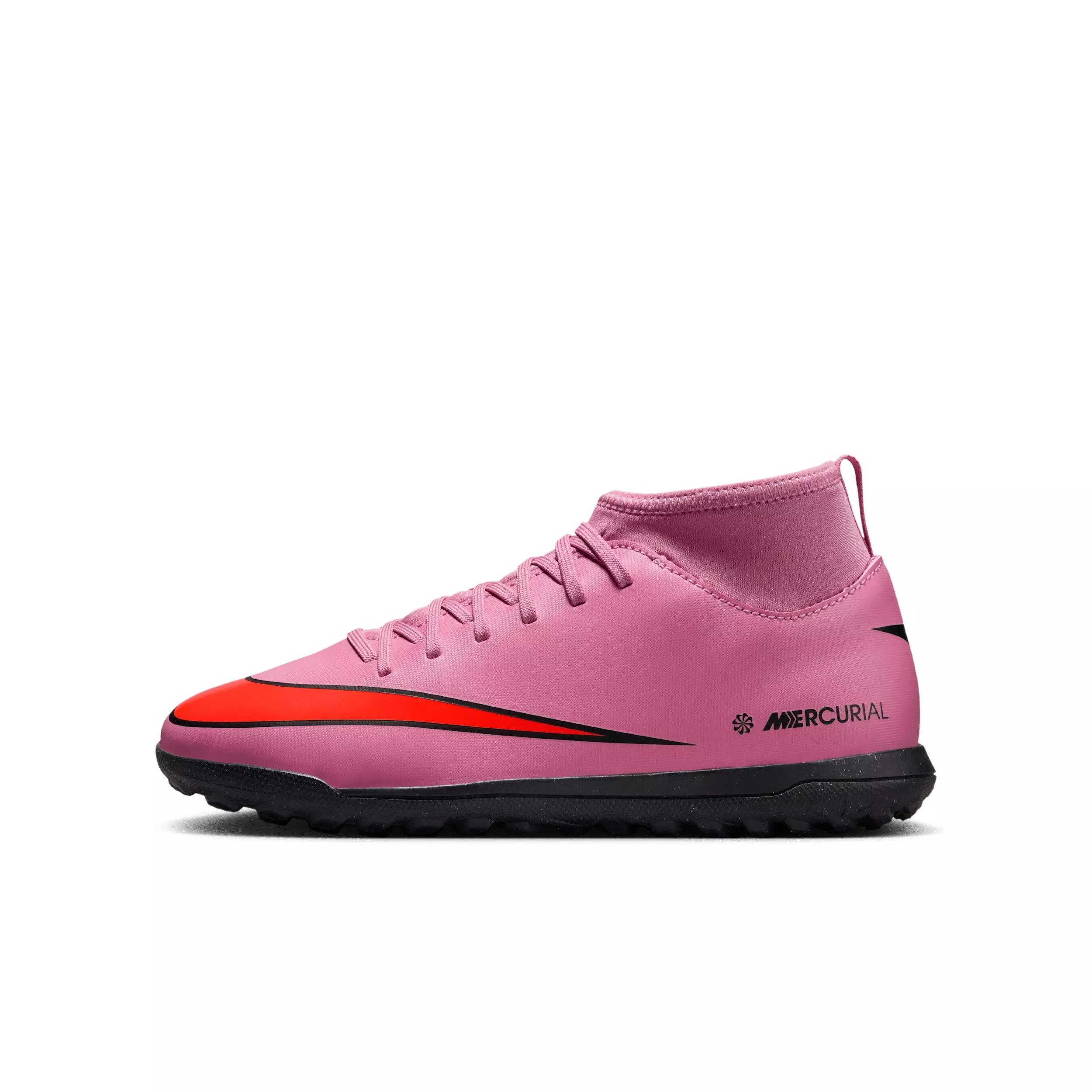 Nike Jr. Mercurial Superfly 10 Club Turf "Flamingo/Crimson/Black" Grade School Kids' Soccer Shoe - FLAMINGO/CRIMSON/BLACK