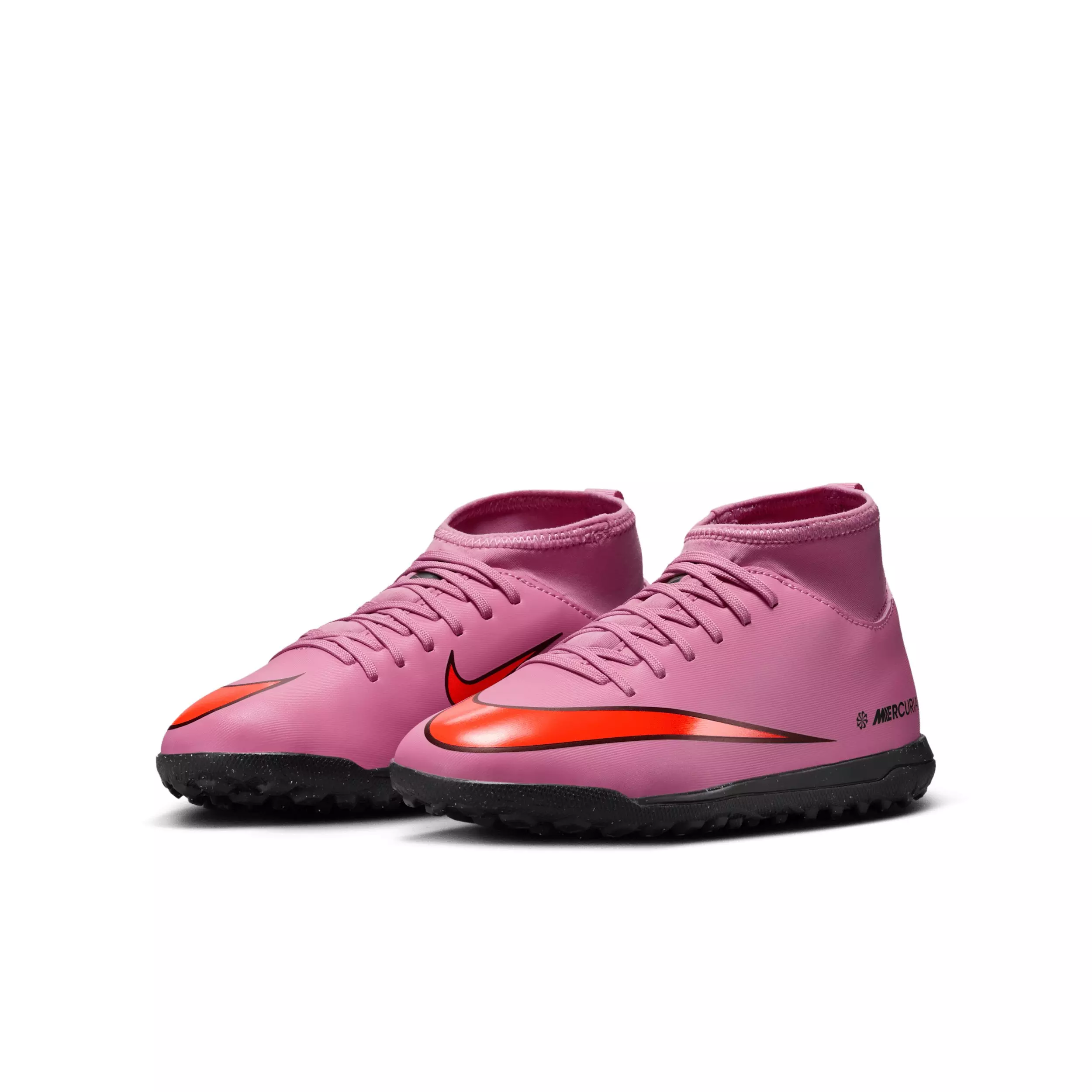 Nike Jr. Mercurial Superfly 10 Club Turf "Flamingo/Crimson/Black" Grade School Kids' Soccer Shoe - FLAMINGO/CRIMSON/BLACK
