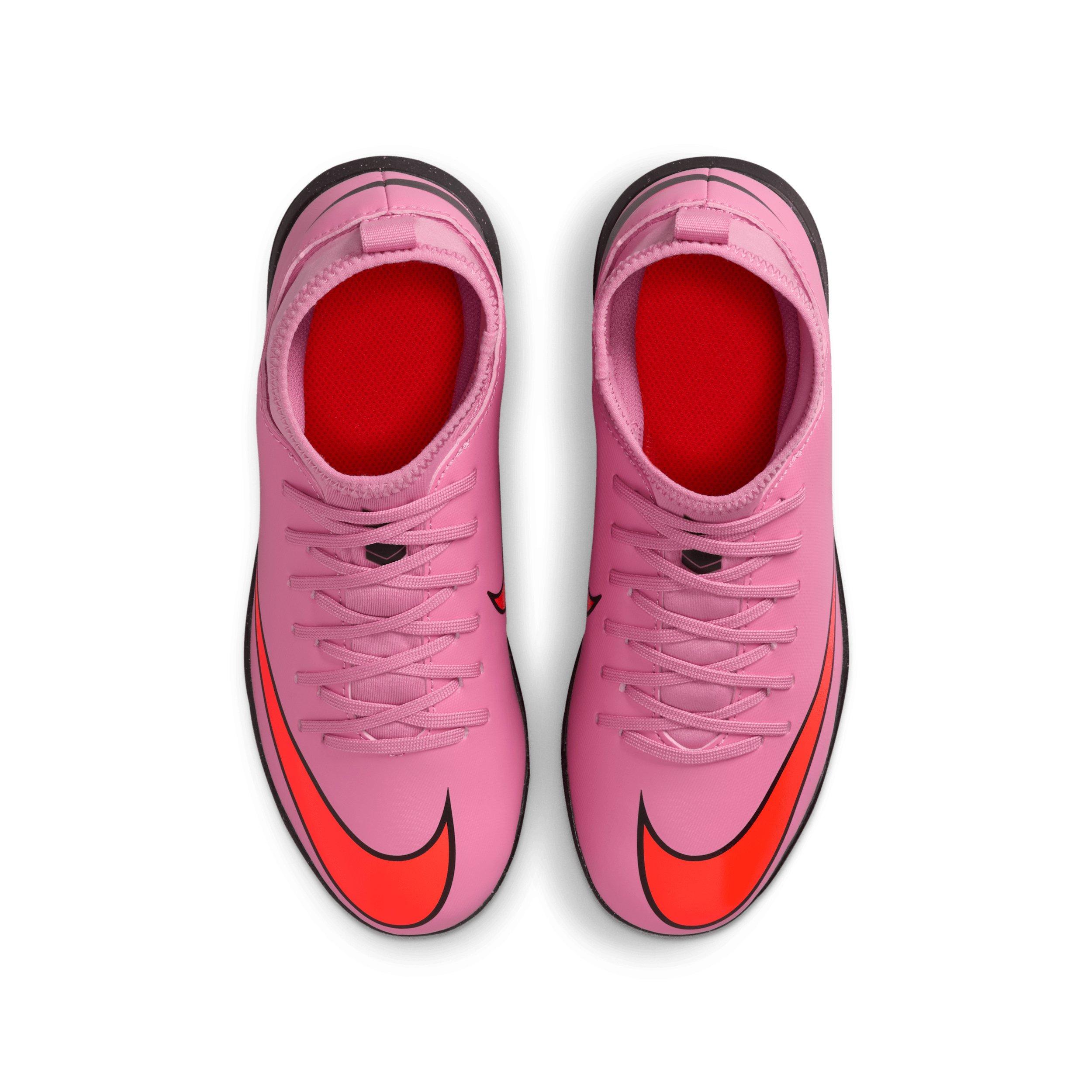 Nike Jr. Mercurial Superfly 10 Club Turf Grade School Kids' "Flamingo/Crimson/Black" Soccer Shoe