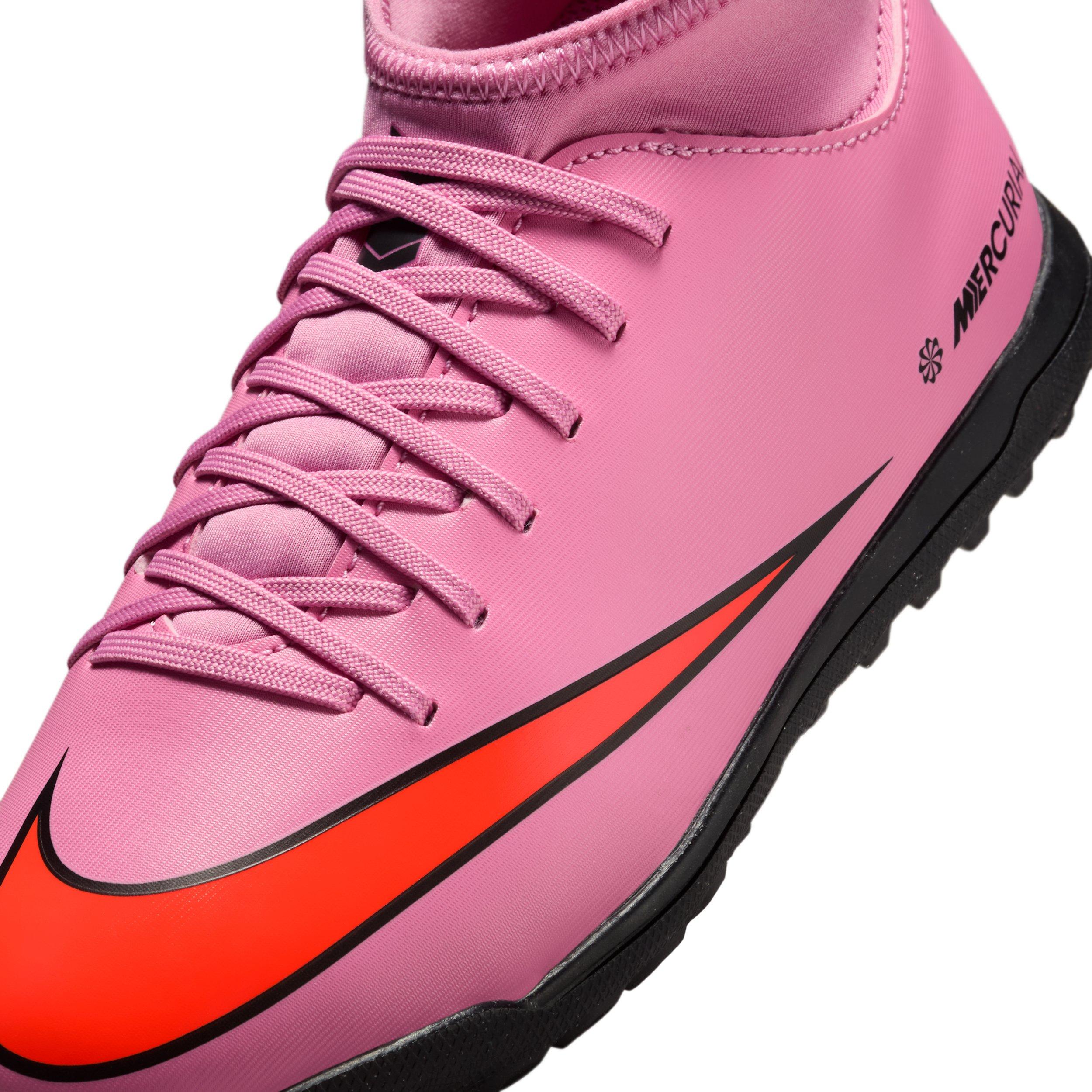 Nike Jr. Mercurial Superfly 10 Club Turf Grade School Kids' "Flamingo/Crimson/Black" Soccer Shoe