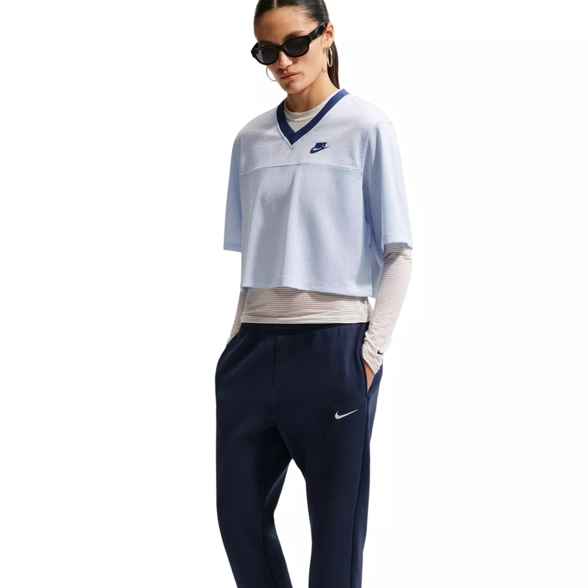 Nike Women's Studio Fleece Med-Weight Mid-Rise Joggers - Navy - NAVY
