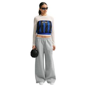 Nike Women's Studio Fleece Med Weight Mid-Rise Wide Leg Pants - Dk Grey - DK GREY