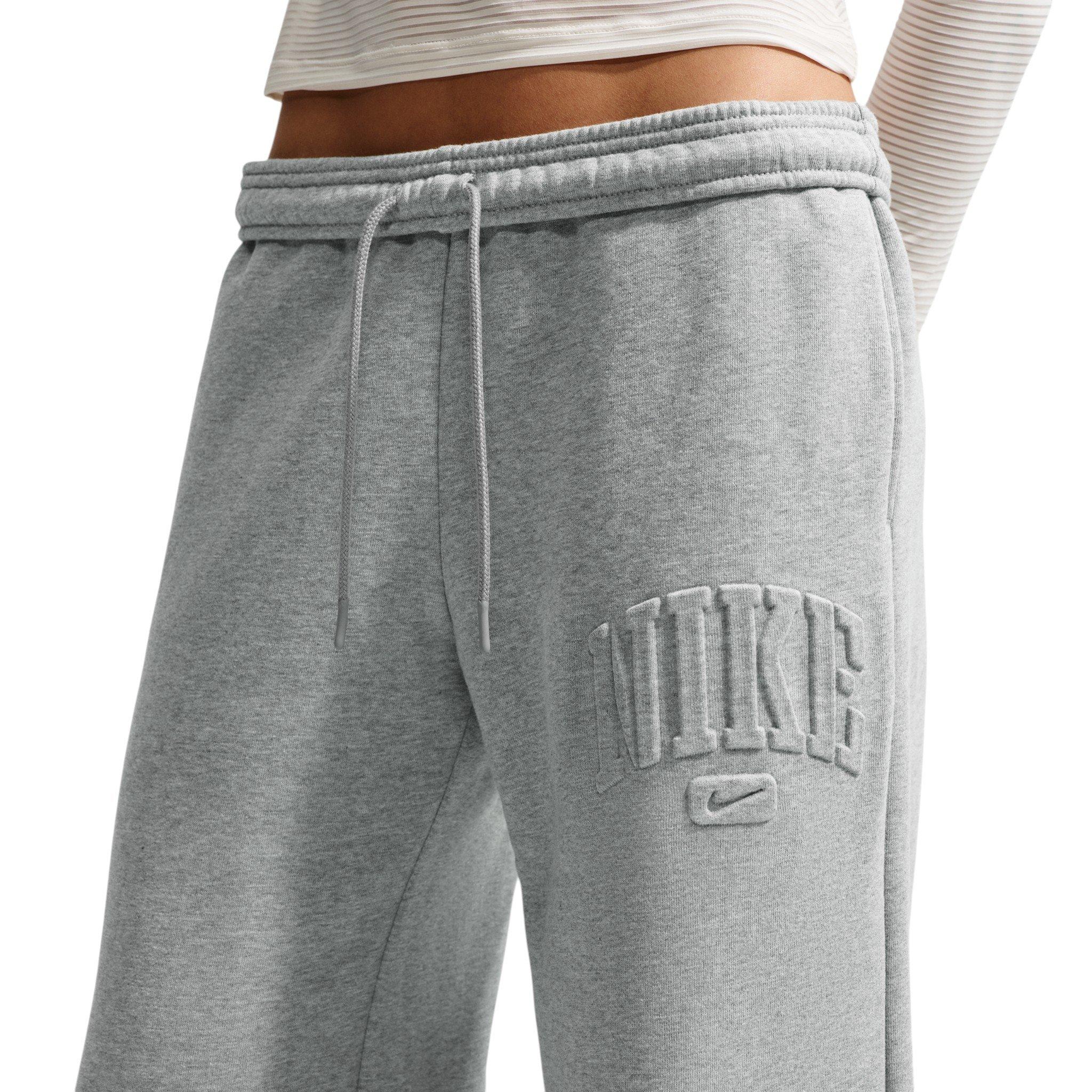 Nike Women's Studio Fleece Med Weight Mid-Rise Wide Leg Pants - Dk Grey - DK GREY