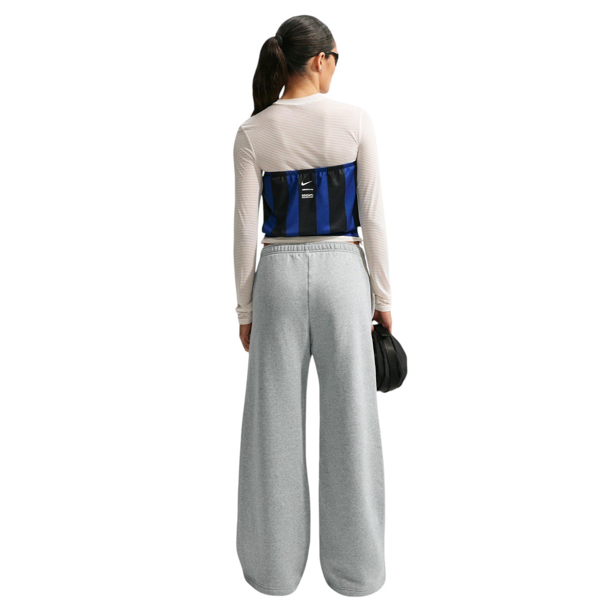 Nike Women's Studio Fleece Med Weight Mid-Rise Wide Leg Pants - Dk Grey - DK GREY