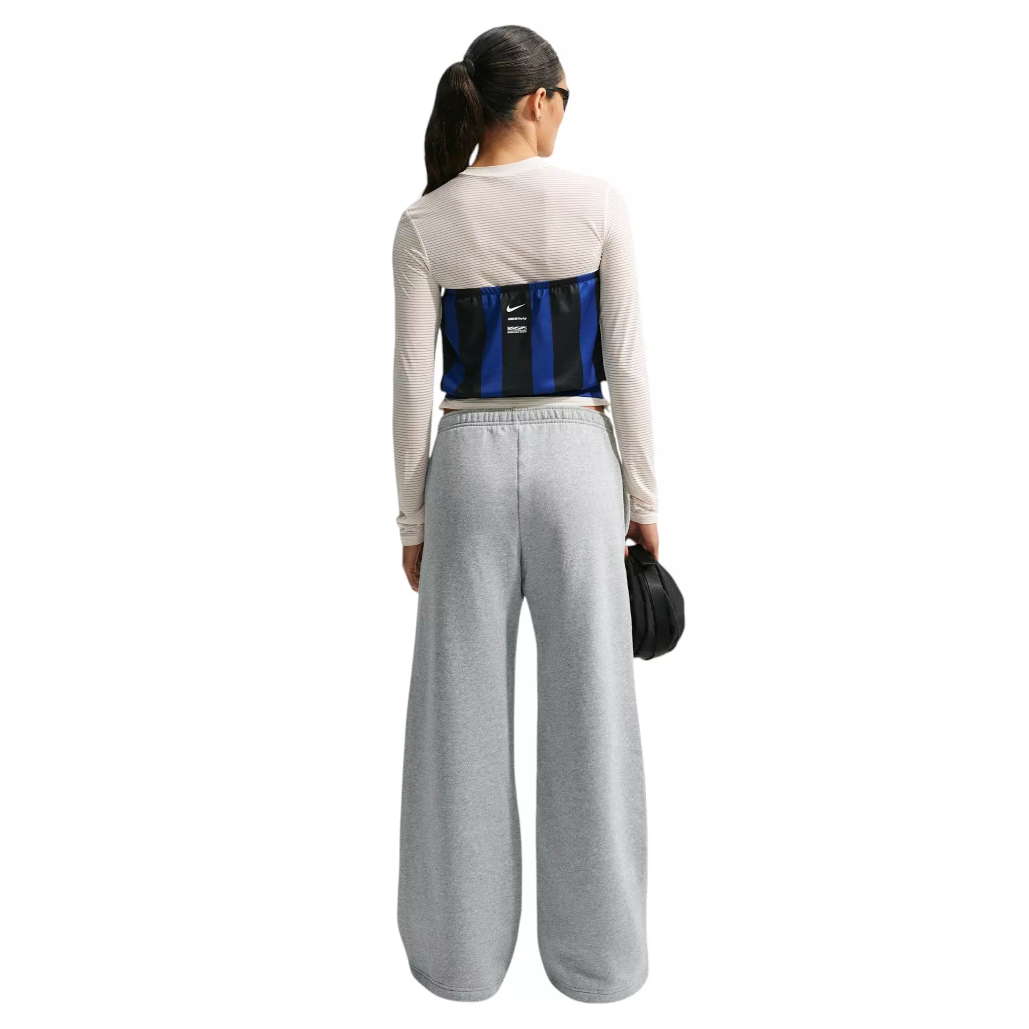 Nike Women's Studio Fleece Med Weight Mid-Rise Wide Leg Pants - Dk Grey - DK GREY