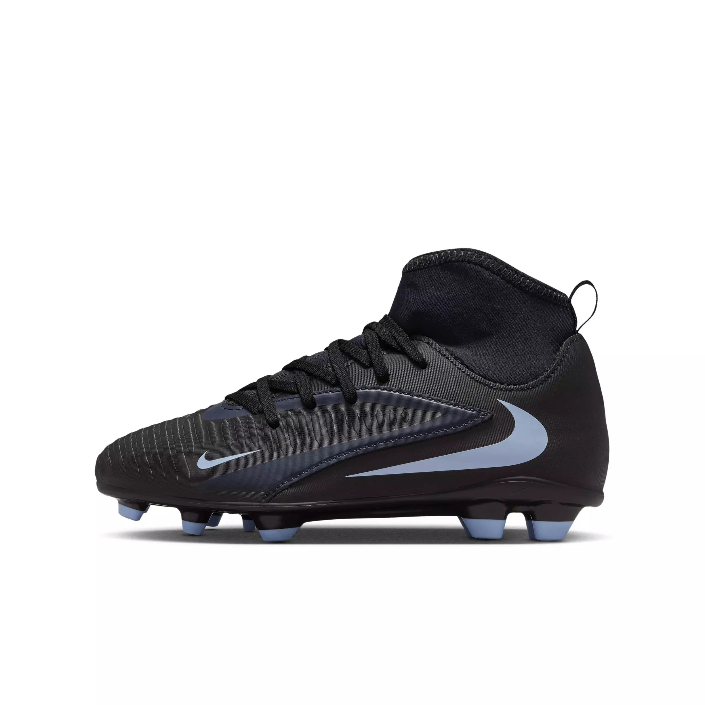 Nike Jr. Phantom 6 High Club MG "Black/Black" Grade School Kids' Soccer Cleat - BLACK/BLACK