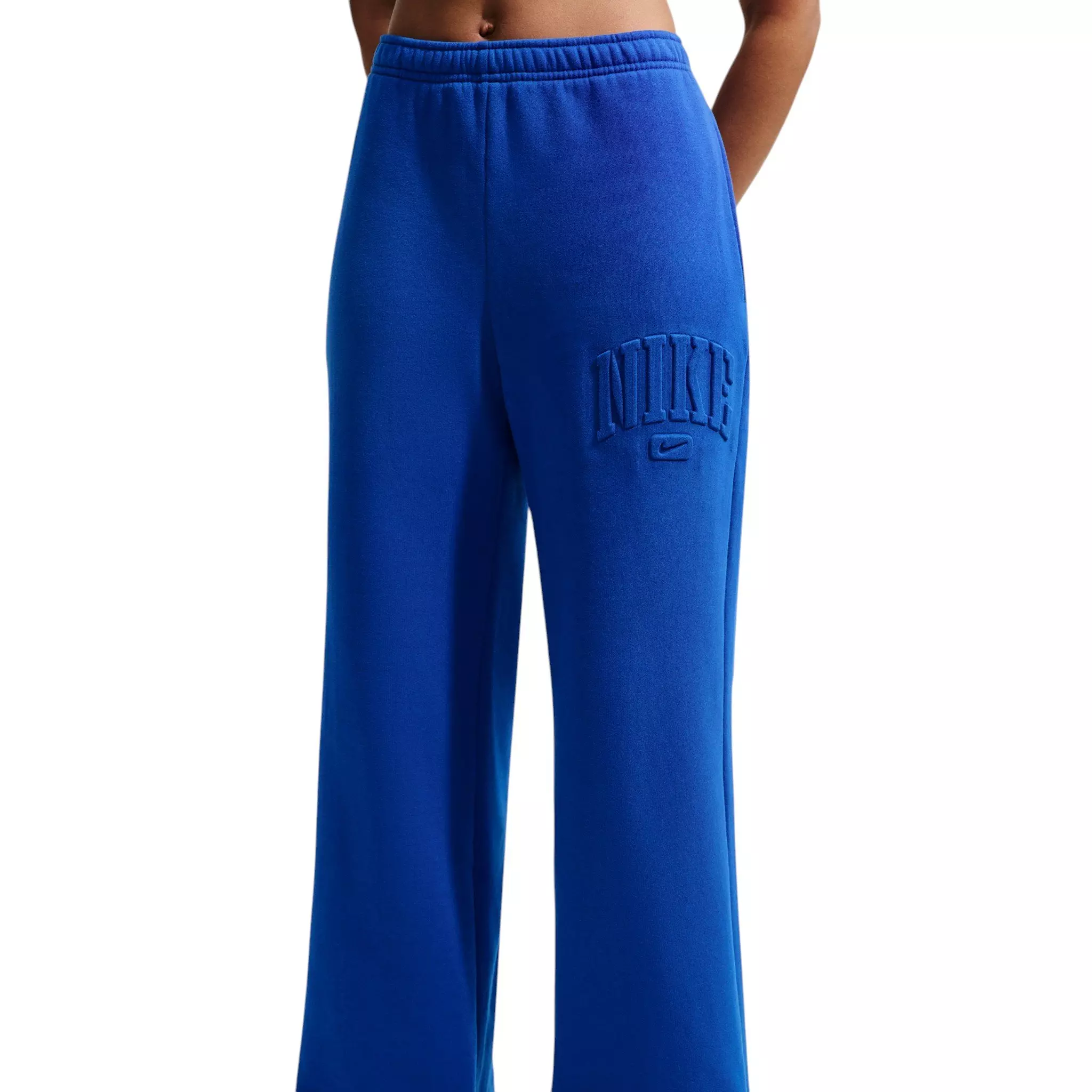 Nike Women's Studio Fleece Med Weight Mid-Rise Wide Leg Pants - Royal - ROYAL
