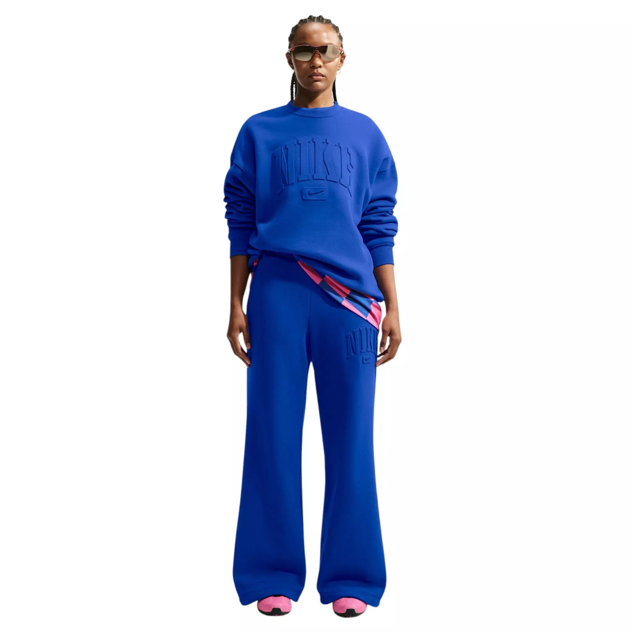 Nike Women's Studio Fleece Med Weight Mid-Rise Wide Leg Pants - Royal - ROYAL
