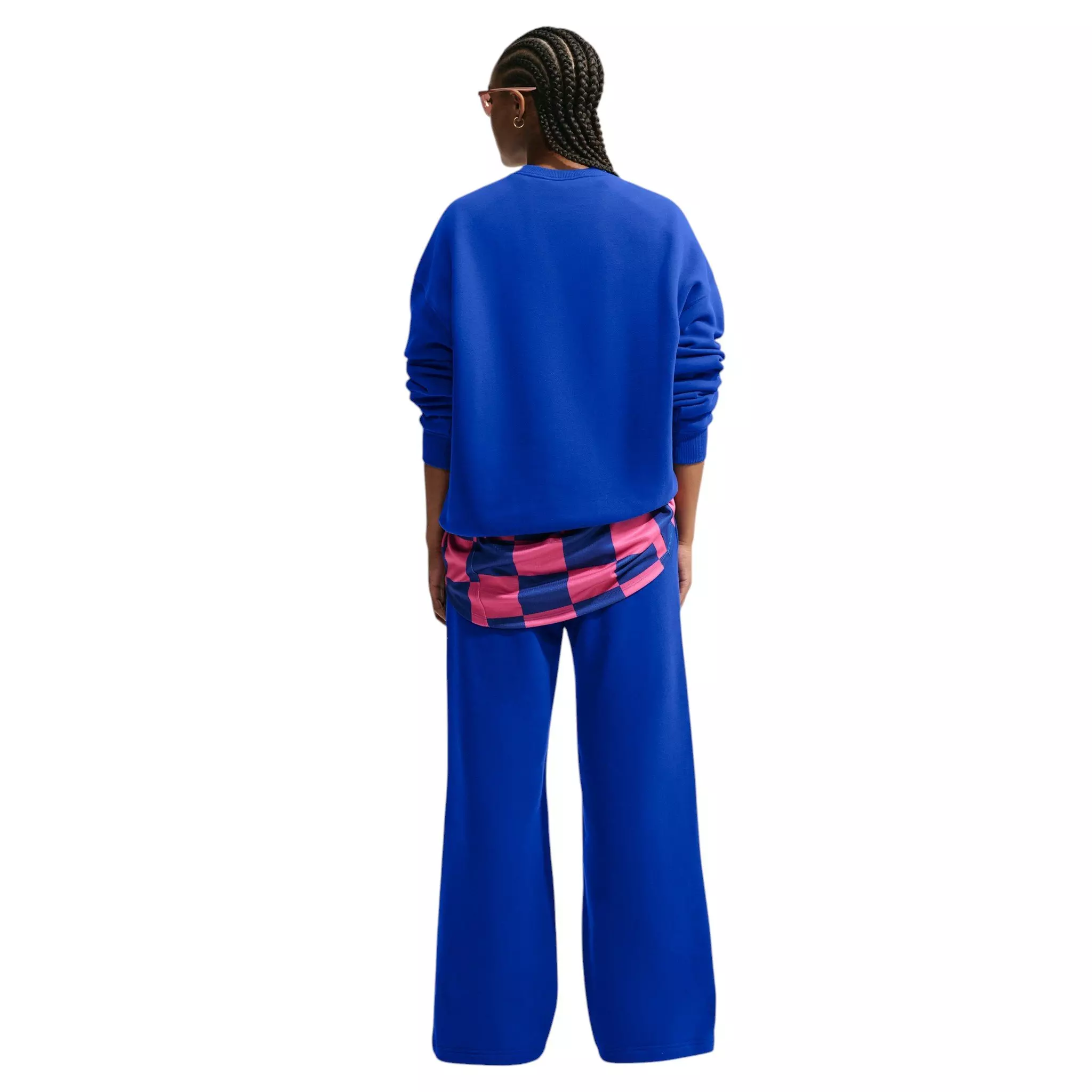 Nike Women's Studio Fleece Med Weight Mid-Rise Wide Leg Pants - Royal - ROYAL