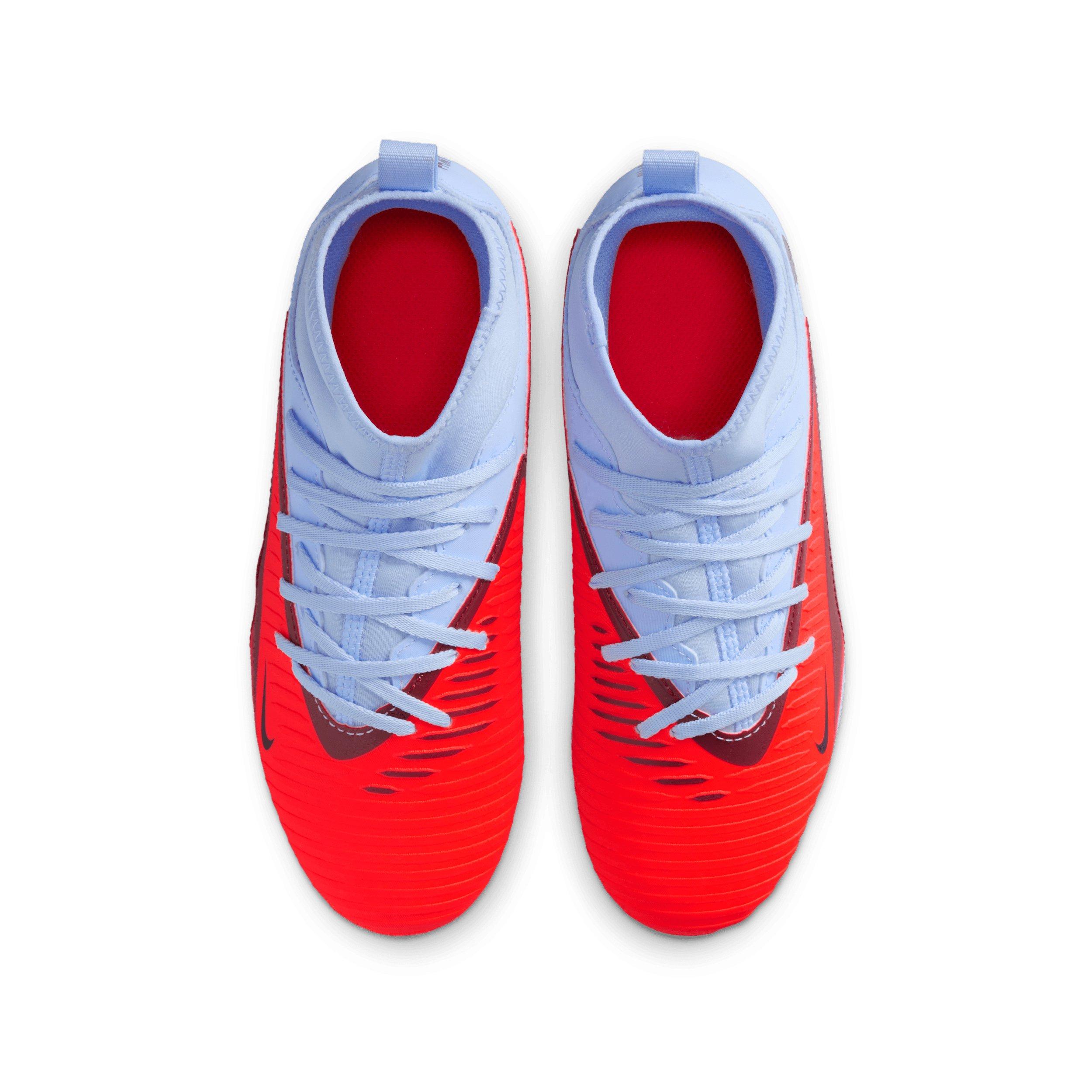 Nike Jr. Phantom 6 High Club MG Grade School Kids' "Royal Tint/Bright Crimson" Soccer Cleat