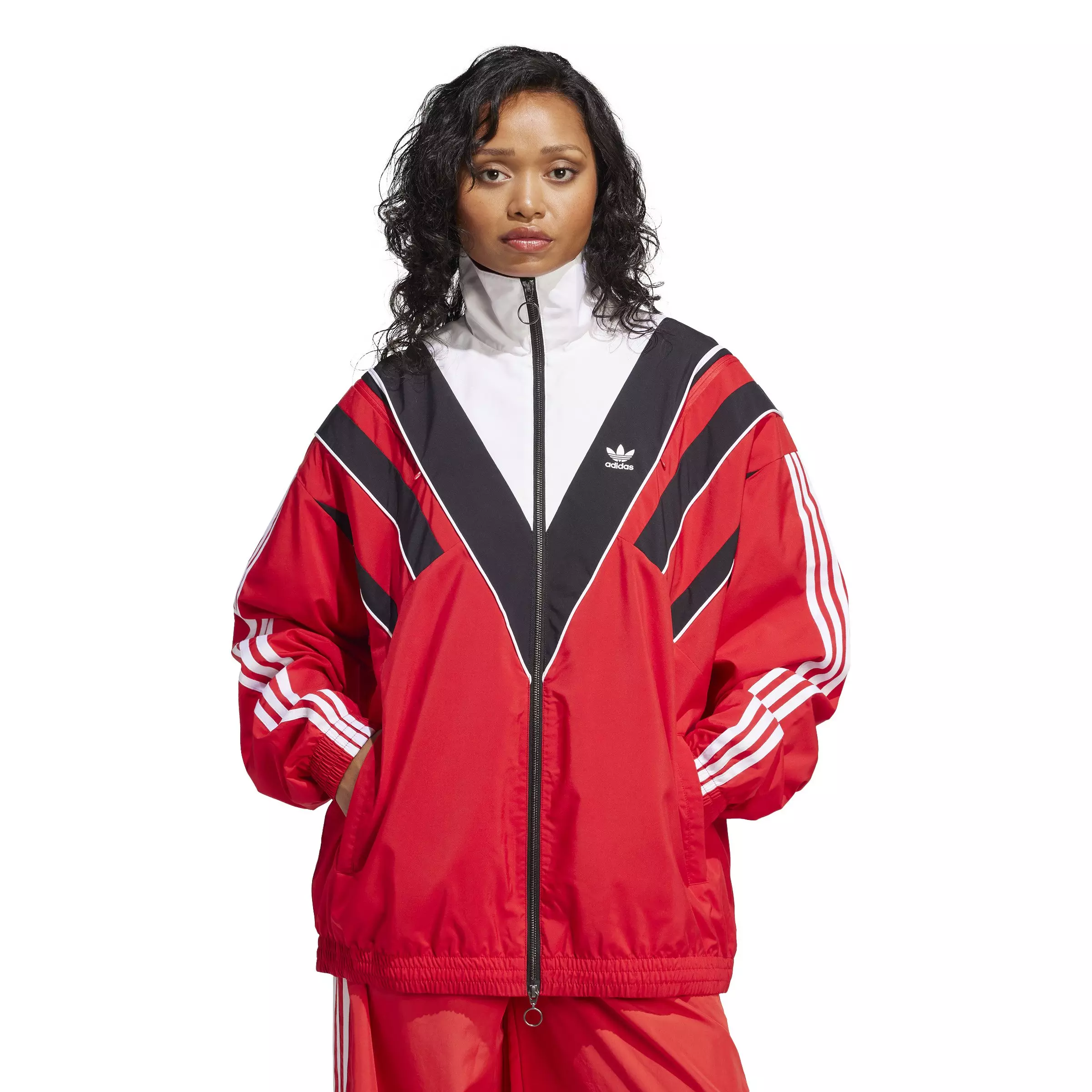 adidas Originals Women's Rasant Cut Line Track Top -Red - RED
