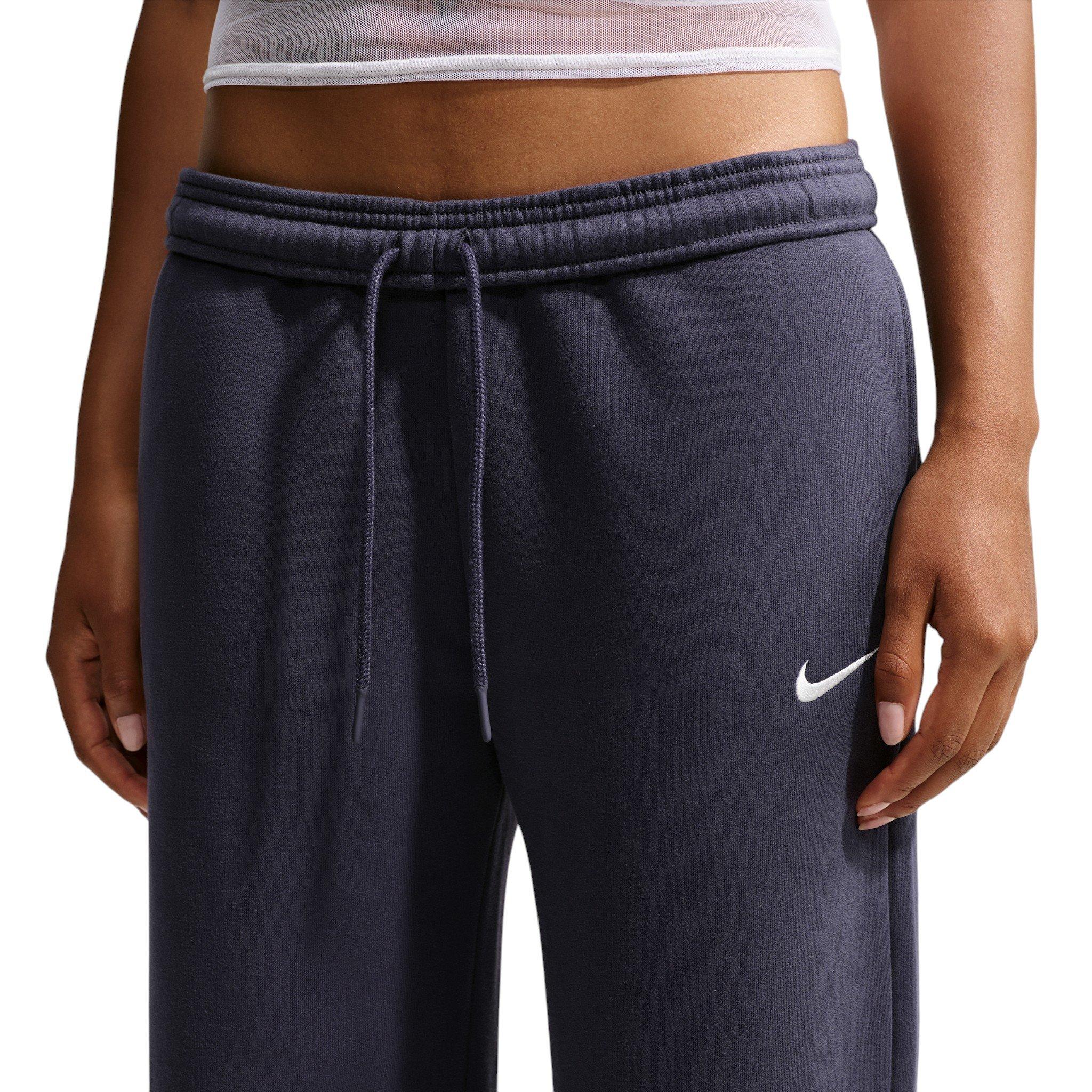 Nike Women's Studio Fleece Med-Weight Mid Rise Wide-Leg Pants - Gridiron - GRIDIRON
