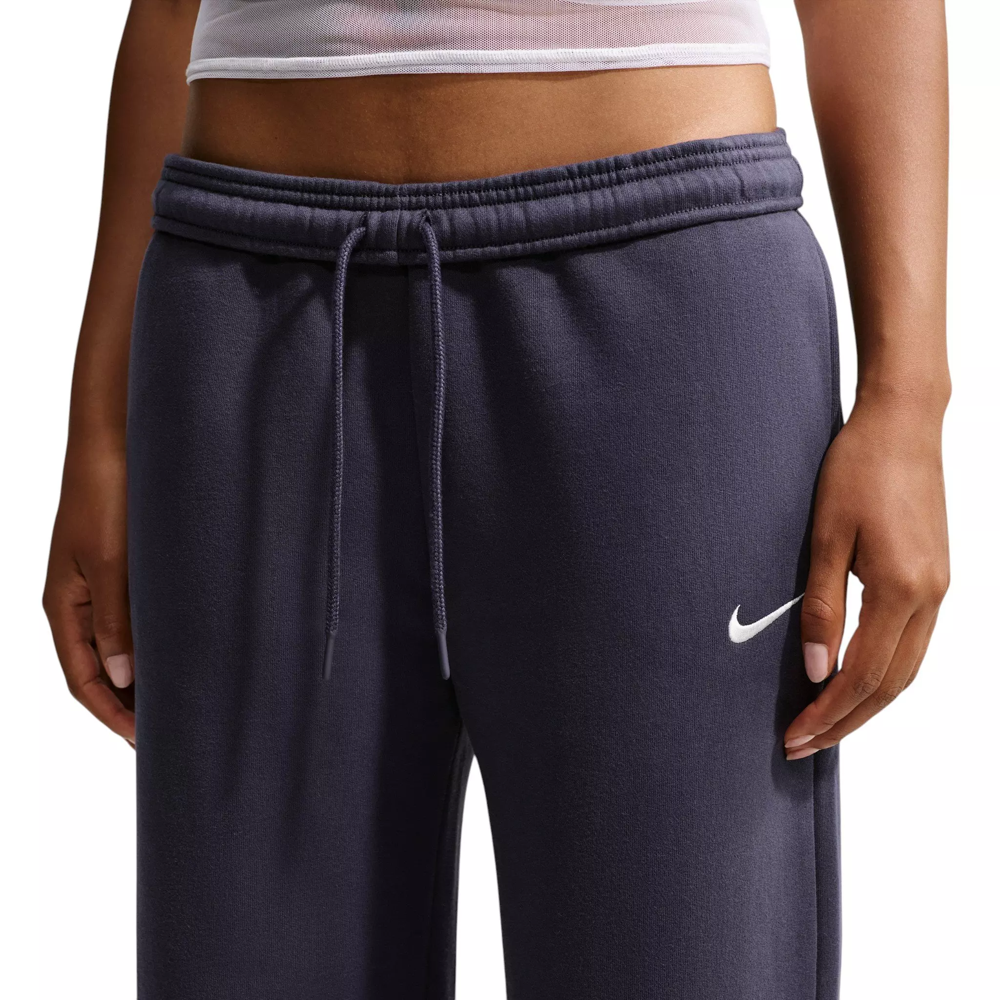 Nike Women's Studio Fleece Med-Weight Mid Rise Wide-Leg Pants - Gridiron - GRIDIRON