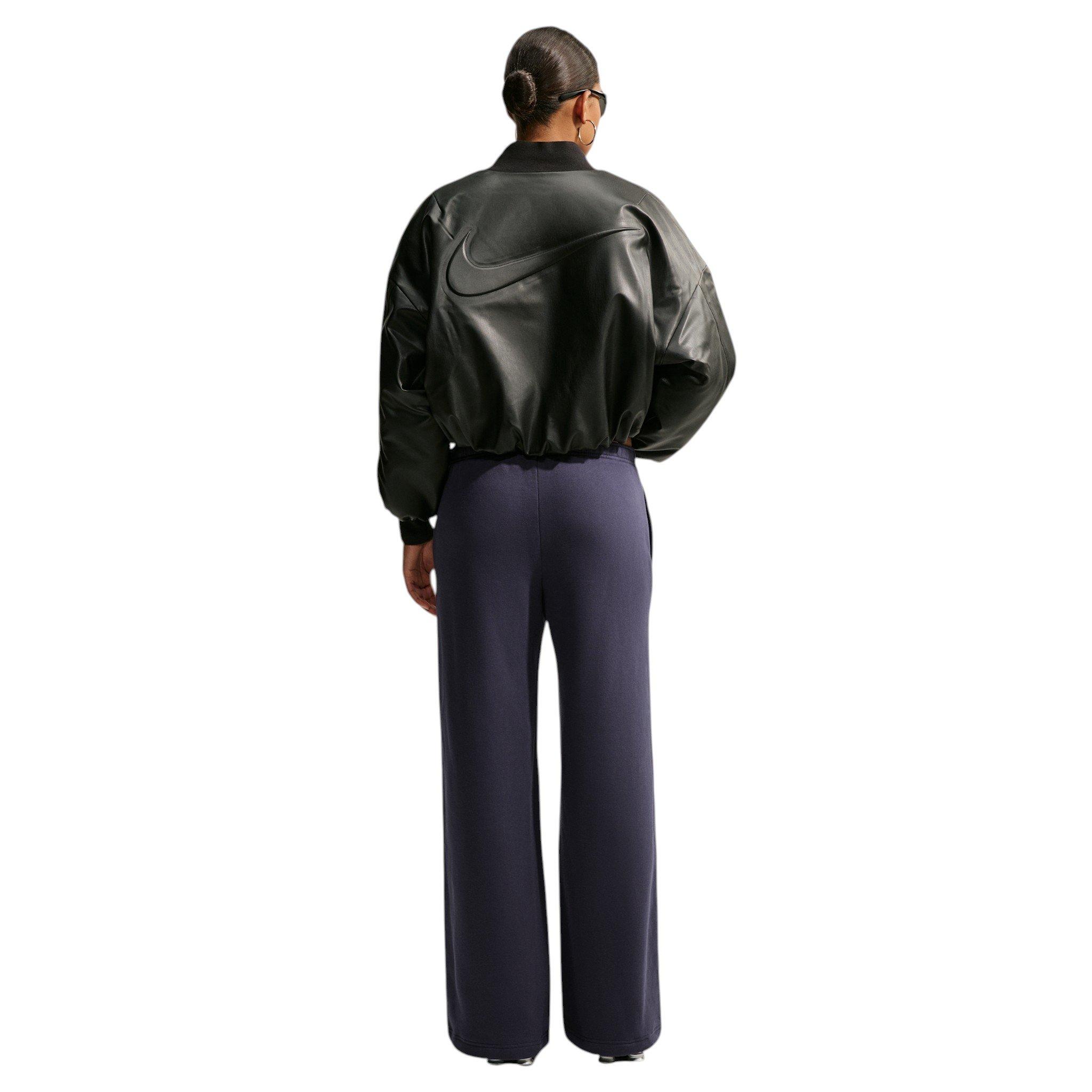 Nike Women's Studio Fleece Med-Weight Mid Rise Wide-Leg Pants - Gridiron - GRIDIRON