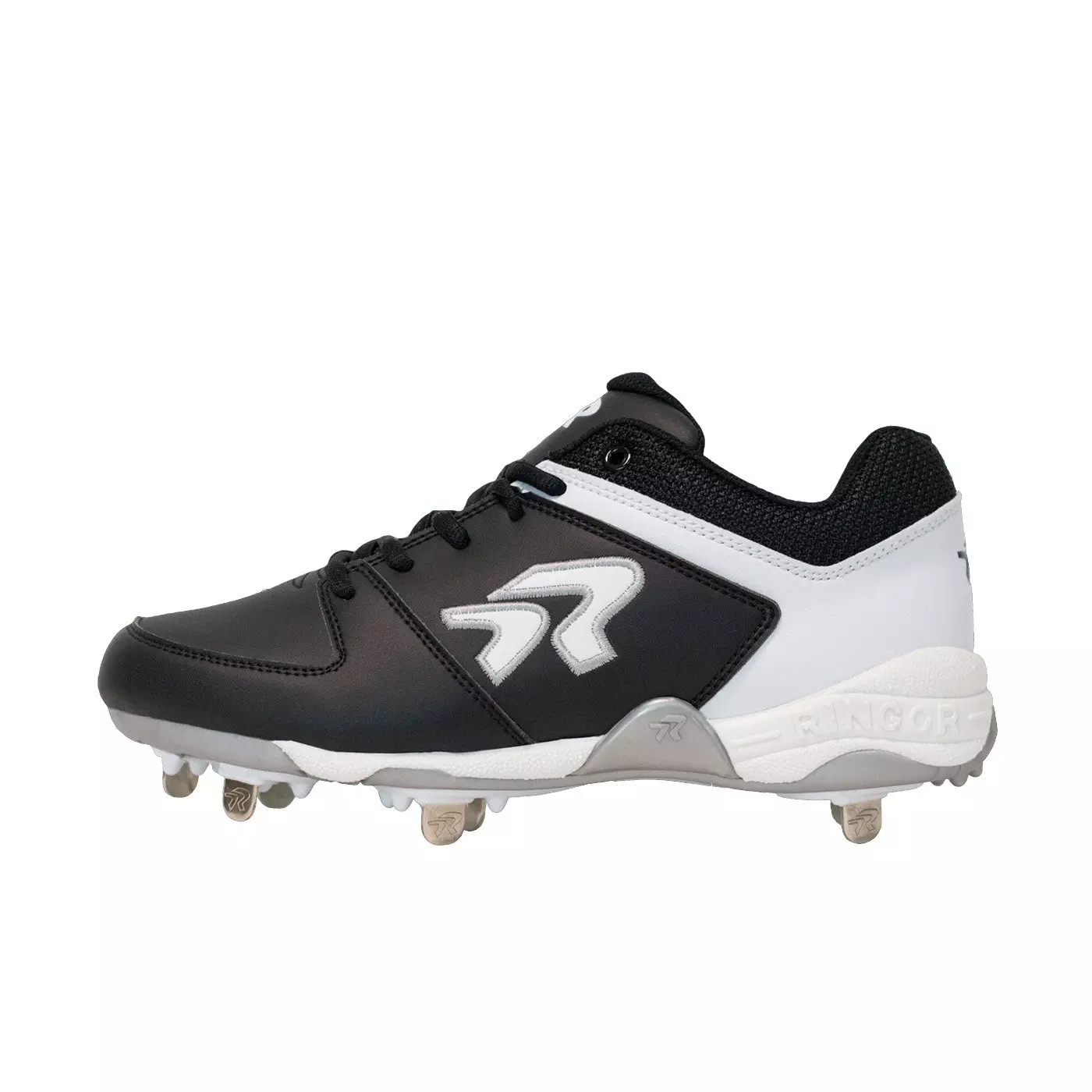 RIP-IT Ringor Flite Women's Wide Softball Cleat with Spikes - BLACK/WHITE