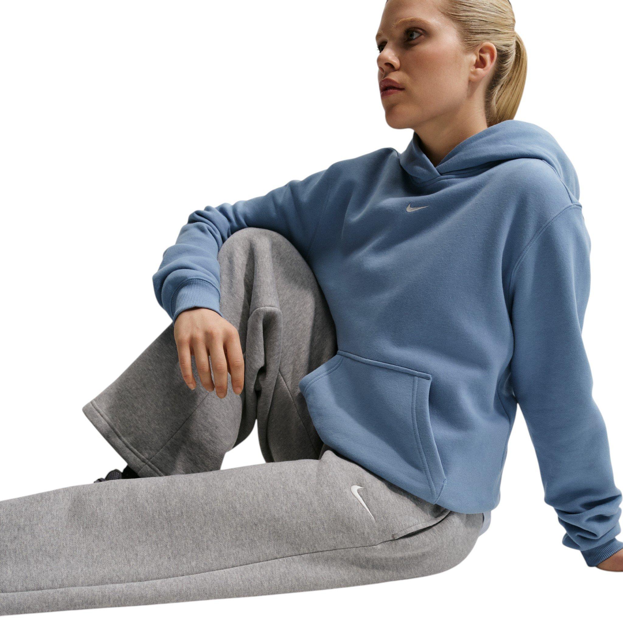 Nike Women's Studio Fleece Med-Weight Mid Rise Wide-Leg Pants - Dk Grey - DK GREY