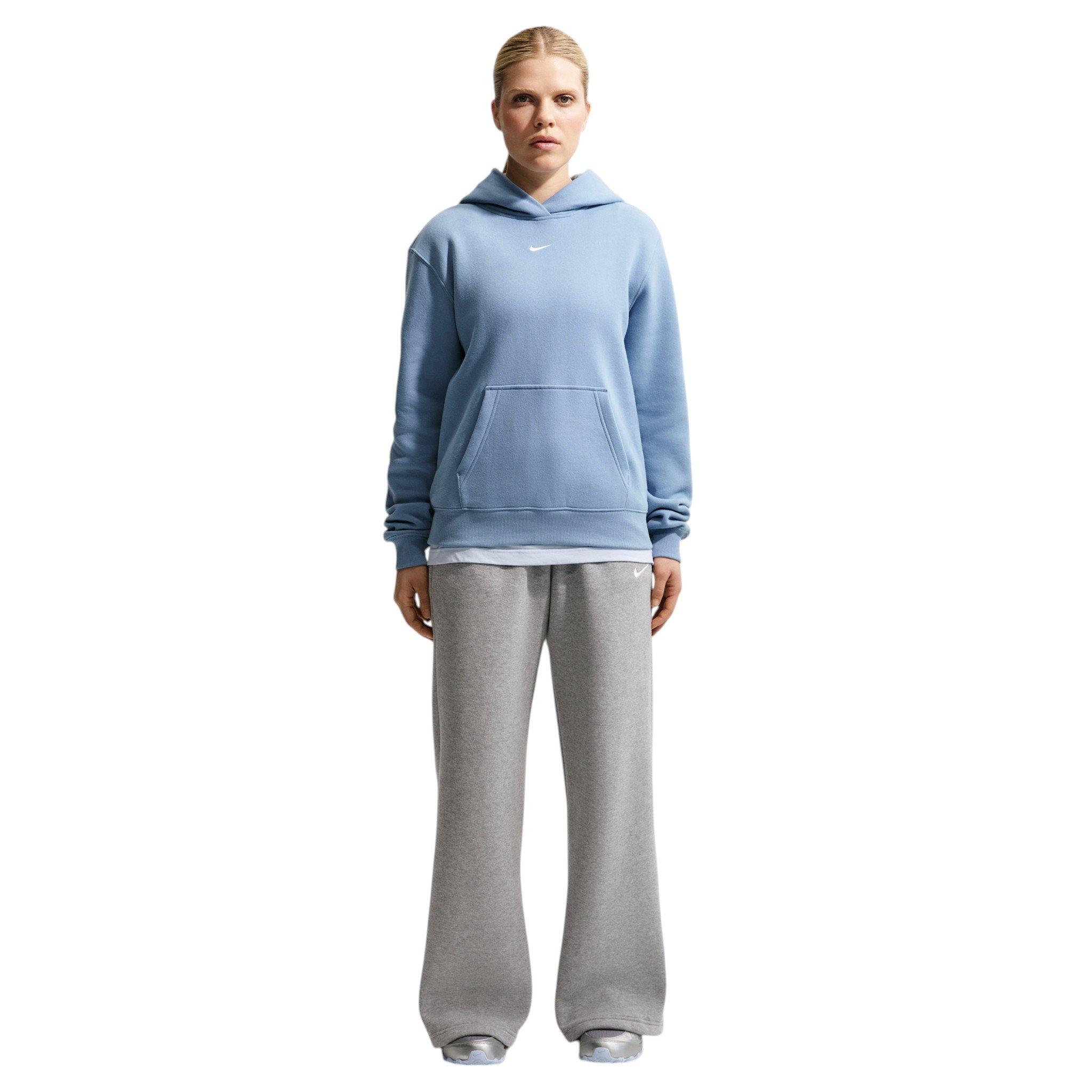 Nike Women's Studio Fleece Med-Weight Mid Rise Wide-Leg Pants - Dk Grey - DK GREY