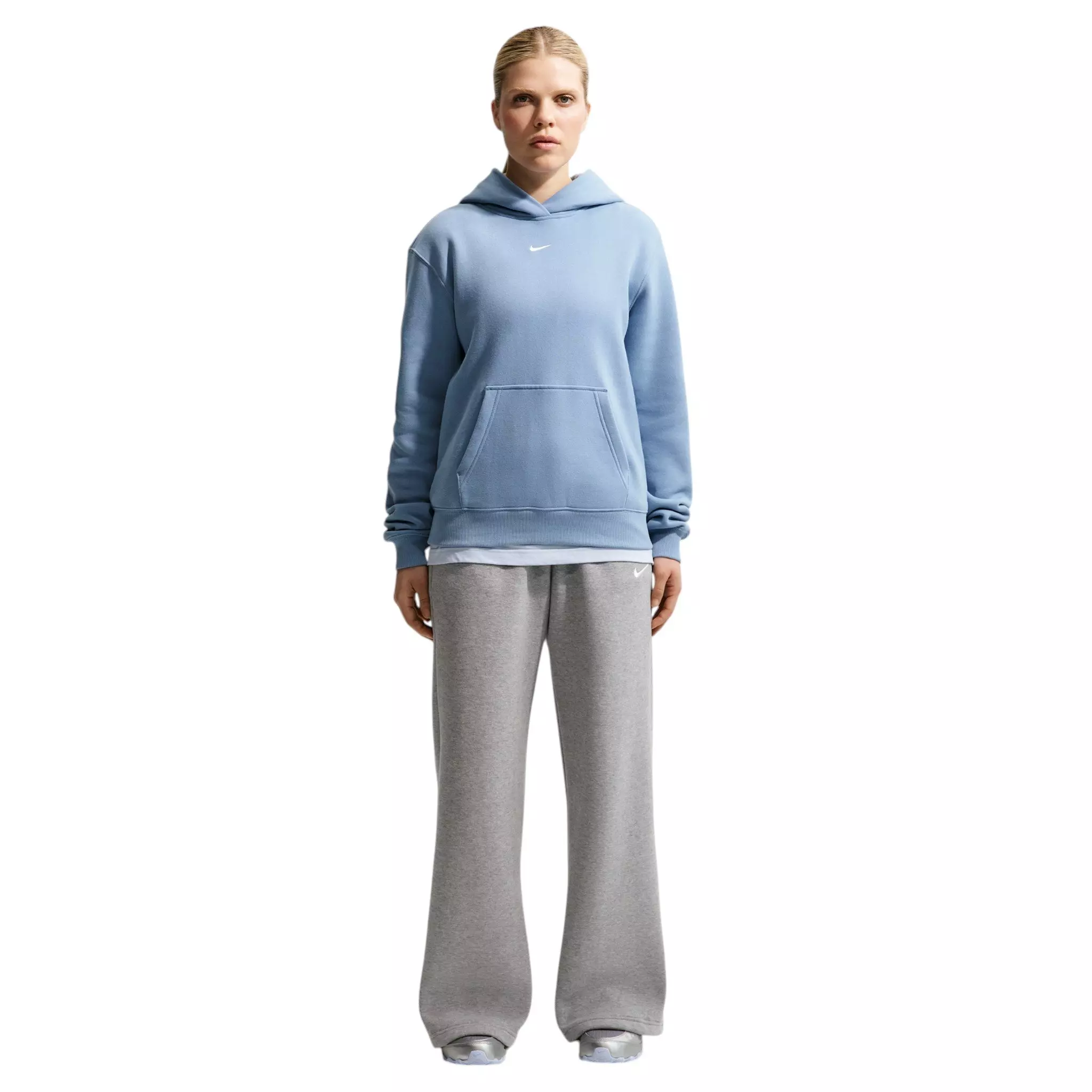 Nike Women's Studio Fleece Med-Weight Mid Rise Wide-Leg Pants - Dk Grey - DK GREY