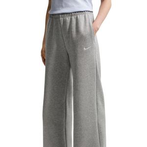 Nike Women's Studio Fleece Med-Weight Mid Rise Wide-Leg Pants - Dk Grey - DK GREY