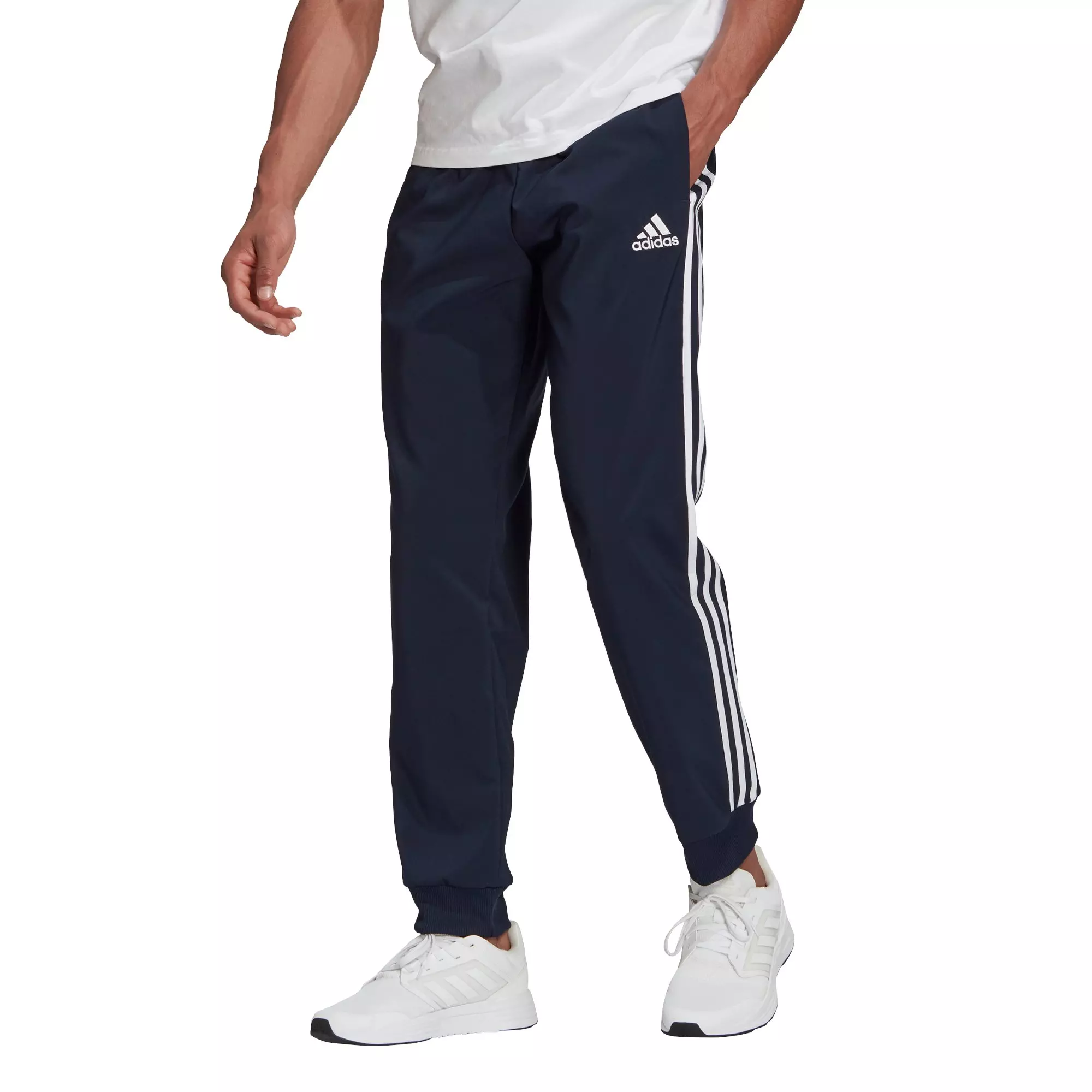 adidas Men's Aeroready Essentials Tapered Cuff Woven 3-Stripes Pants