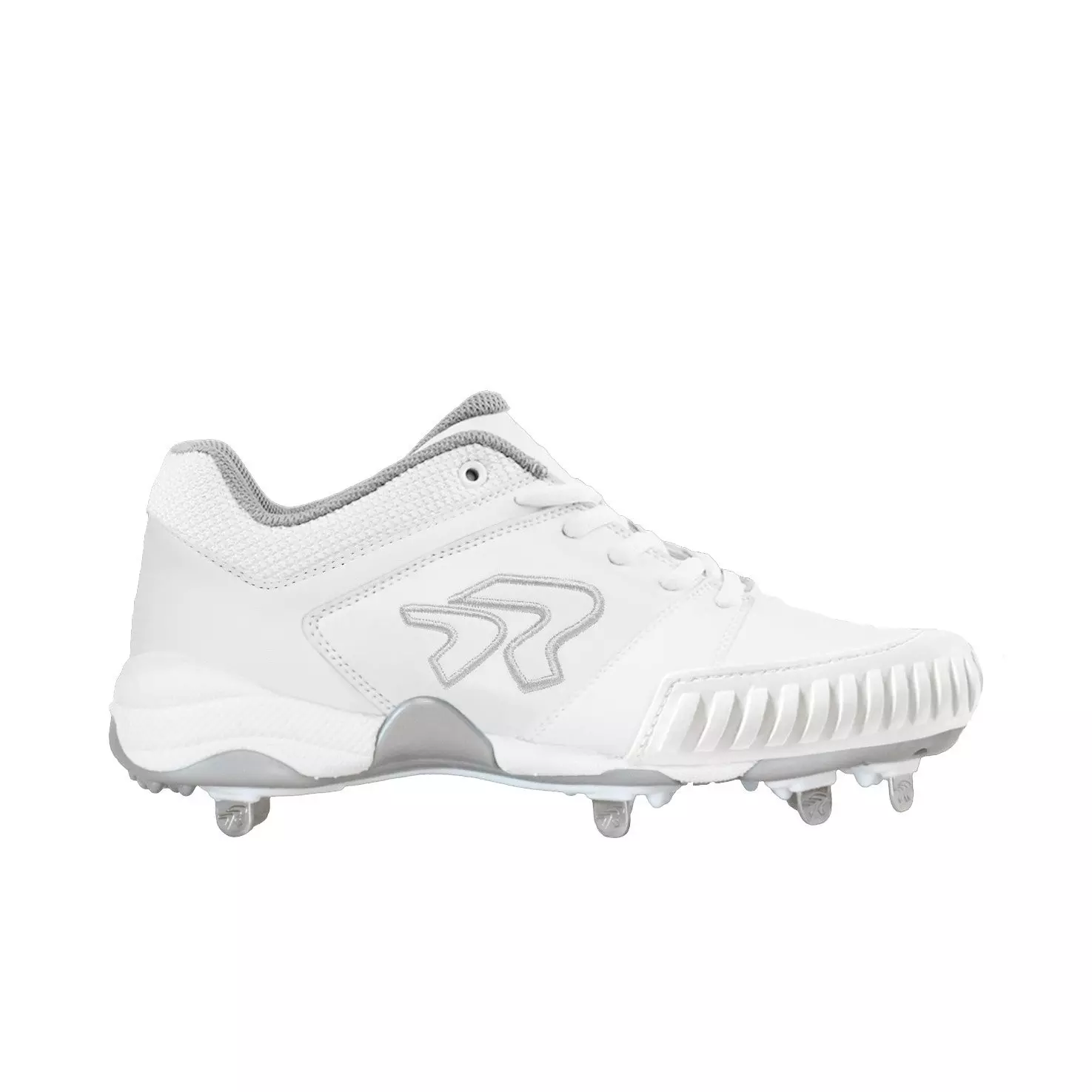 RIP-IT Ringor Flite "White/Silver" Women's Wide Softball Cleat with Spikes - WHITE/SILVER