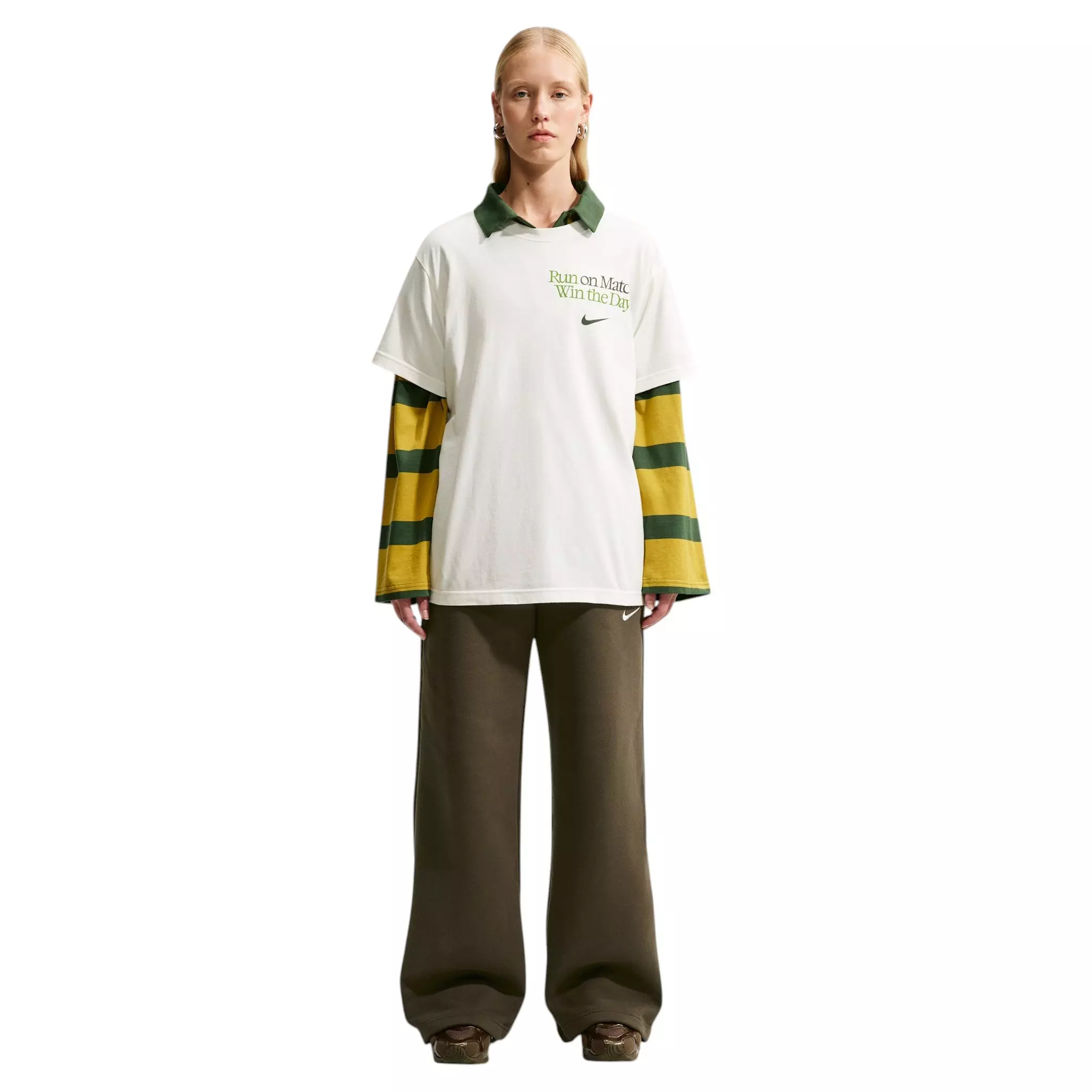 Nike Women's Studio Fleece Med-Weight Mid Rise Wide-Leg Pants - Dk Hazel - DK HAZEL