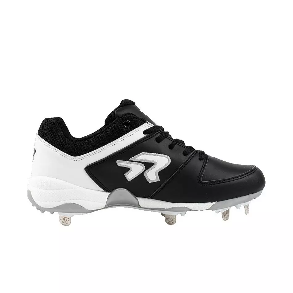 RIP-IT Ringor Flite "Black/White" Women's Wide Softball Cleat with Spikes and Pitching Toe - BLACK/WHITE