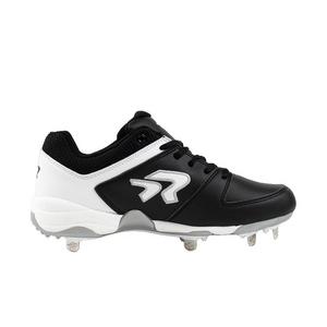 RIP-IT Ringor Flite "Black/White" Women's Wide Softball Cleat with Spikes and Pitching Toe