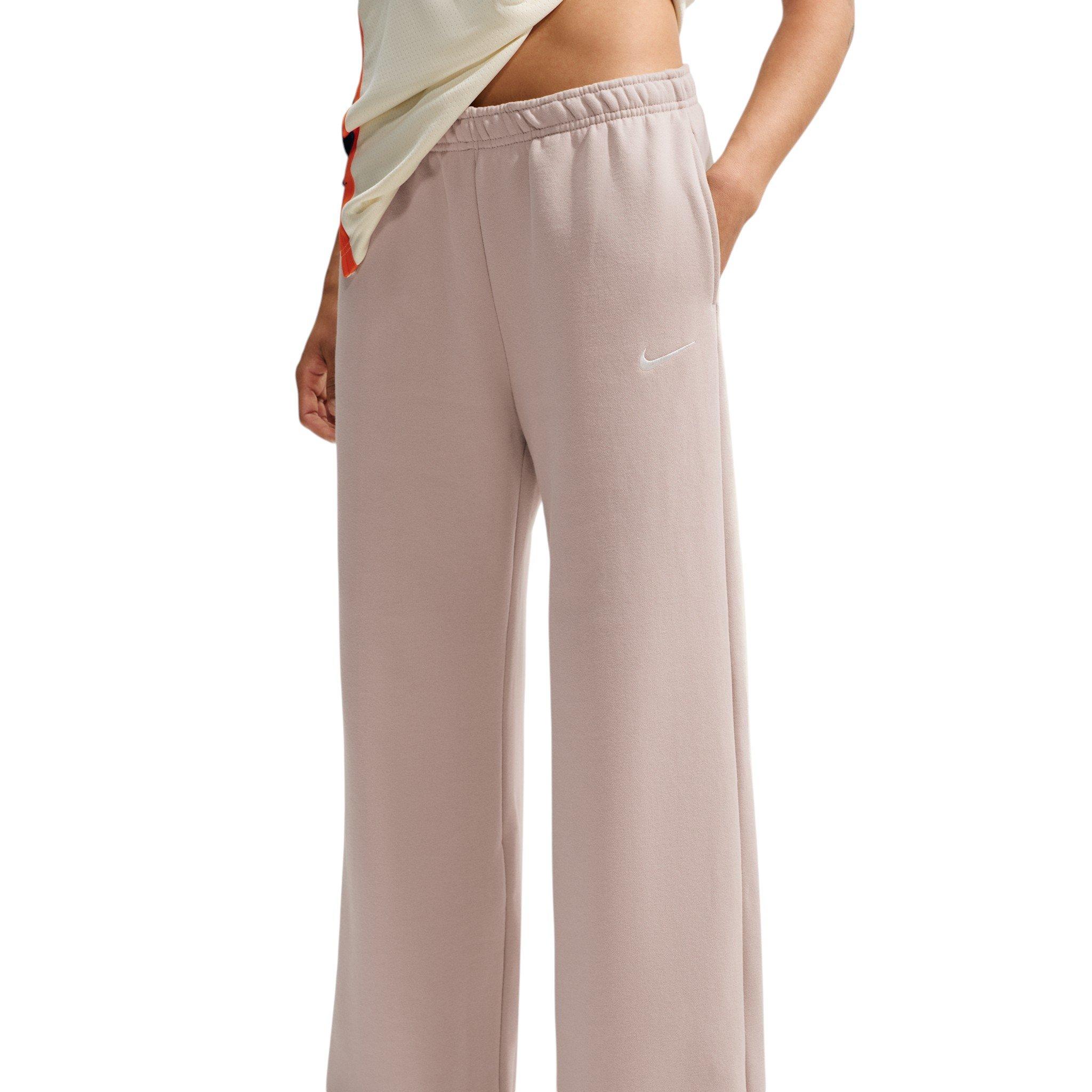 Nike Women's Studio Fleece Med-Weight Mid Rise Wide-Leg Pants - Cream - CREAM