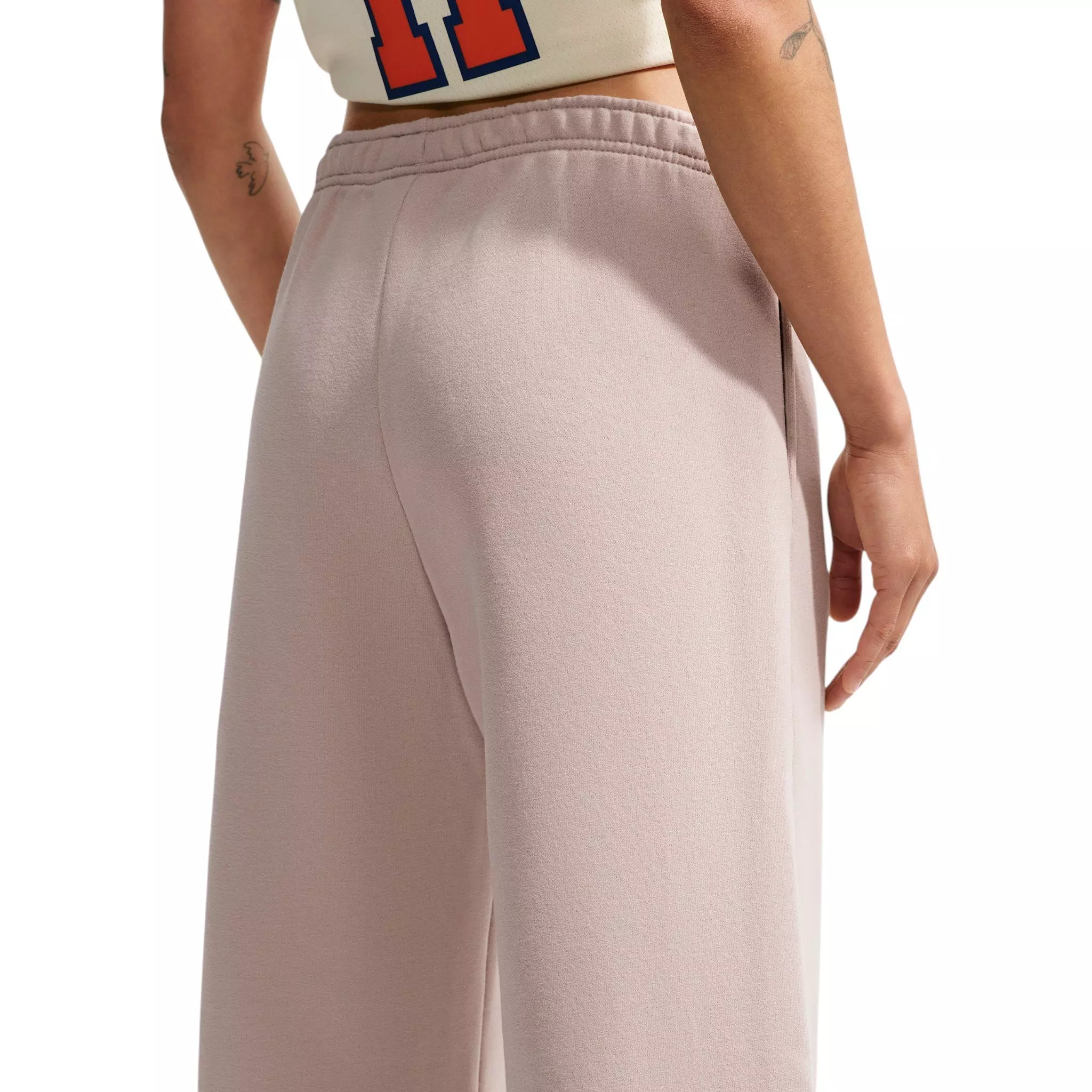 Nike Women's Studio Fleece Med-Weight Mid Rise Wide-Leg Pants - Cream - CREAM