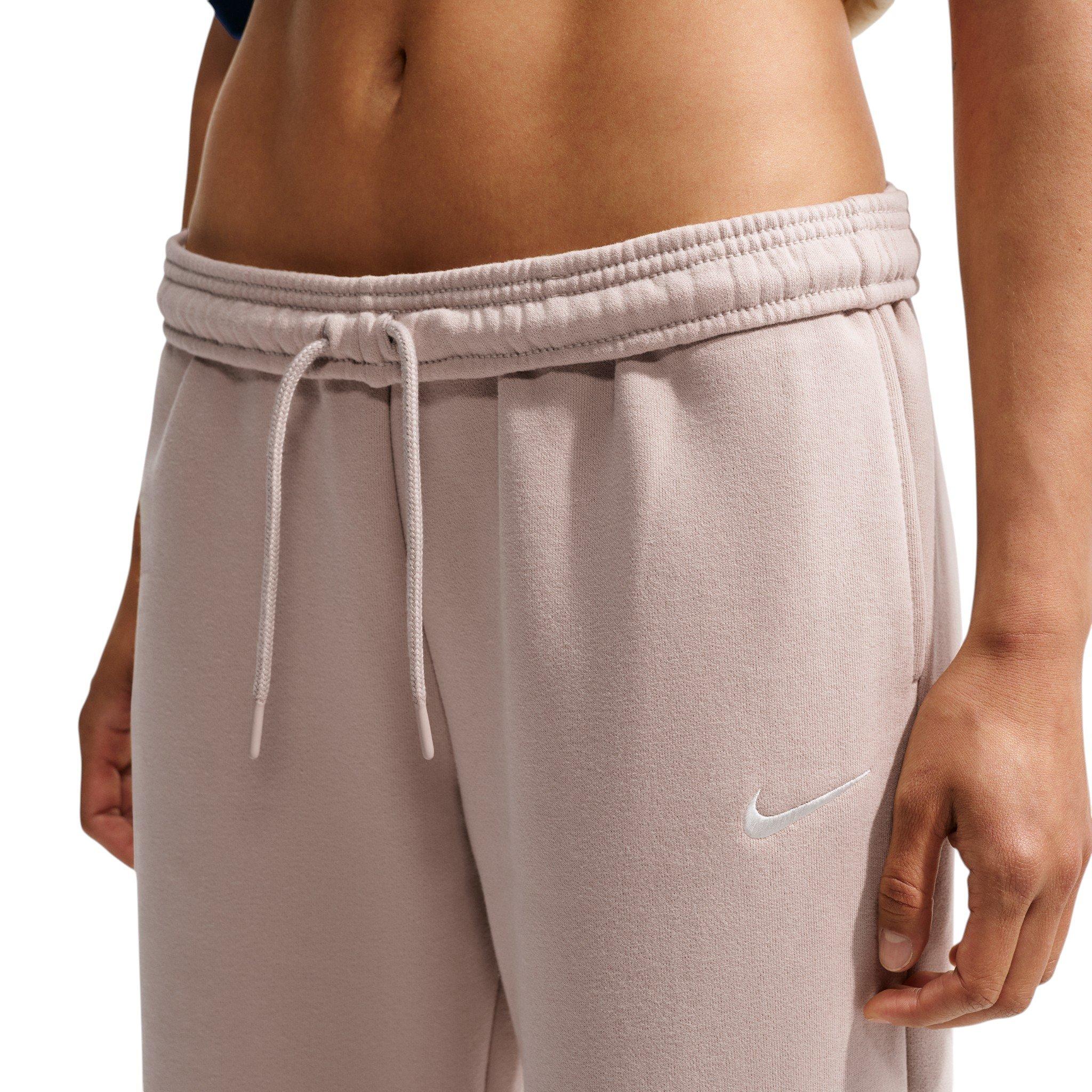 Nike Women's Studio Fleece Med-Weight Mid Rise Wide-Leg Pants - Cream - CREAM