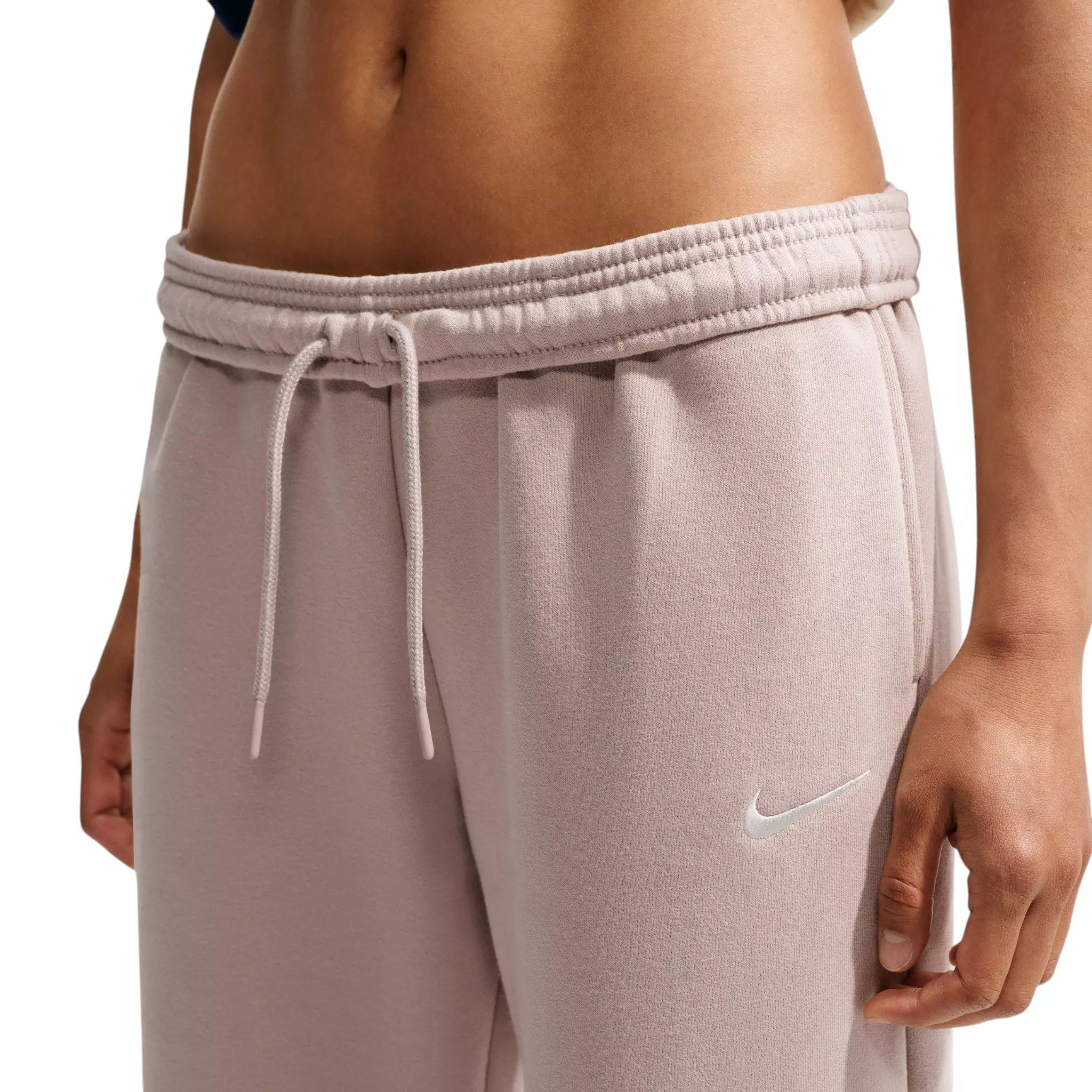 Nike Women's Studio Fleece Med-Weight Mid Rise Wide-Leg Pants - Cream - CREAM