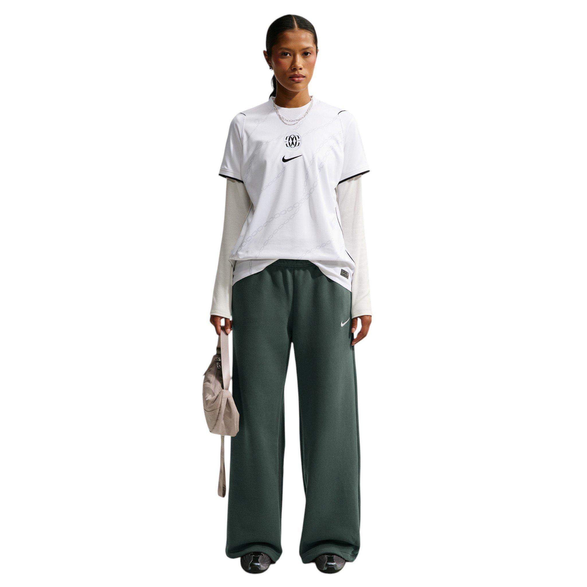 Nike Women's Studio Fleece Med-Weight Mid Rise Wide-Leg Pants - Camo Green - CAMO GREEN