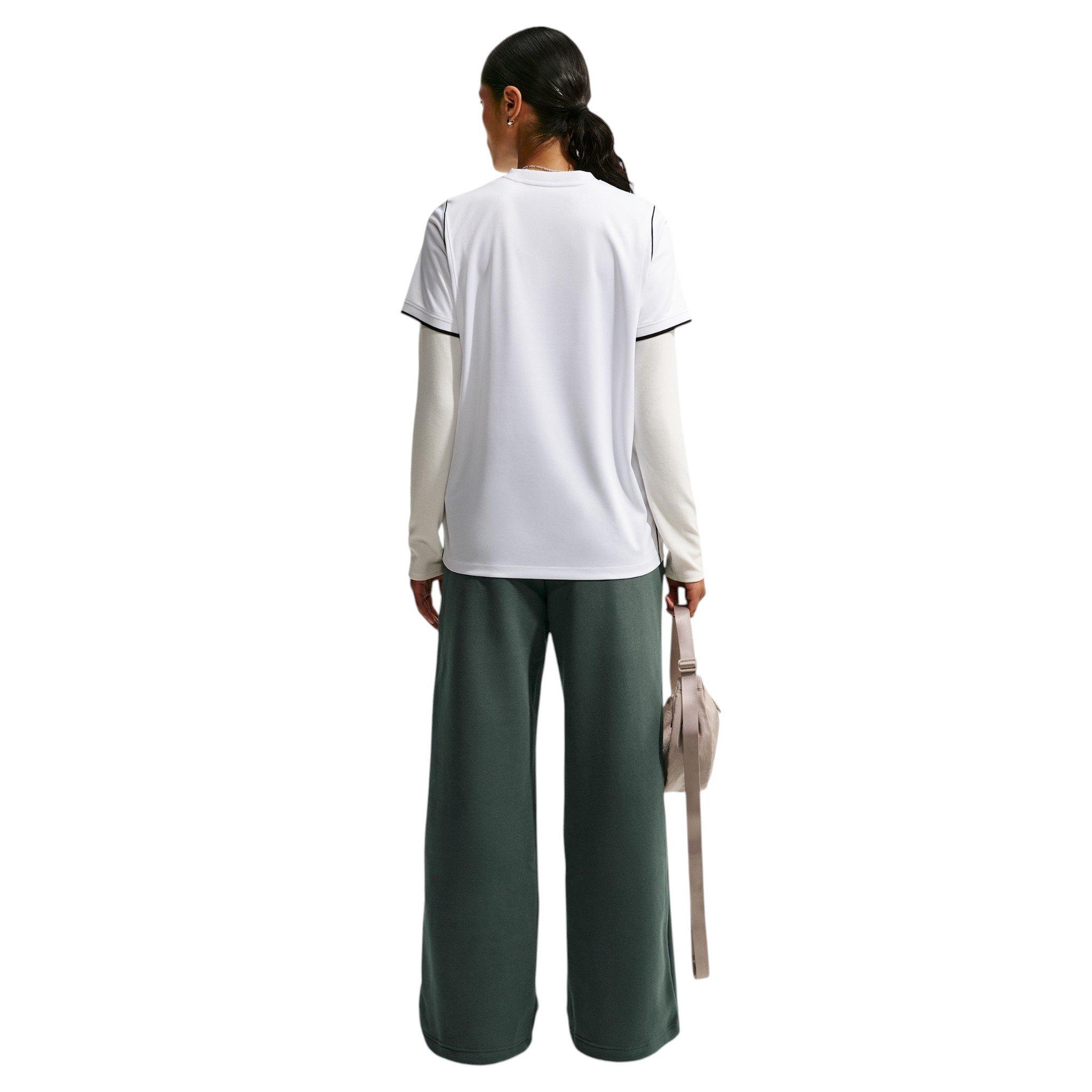 Nike Women's Studio Fleece Med-Weight Mid Rise Wide-Leg Pants - Camo Green - CAMO GREEN