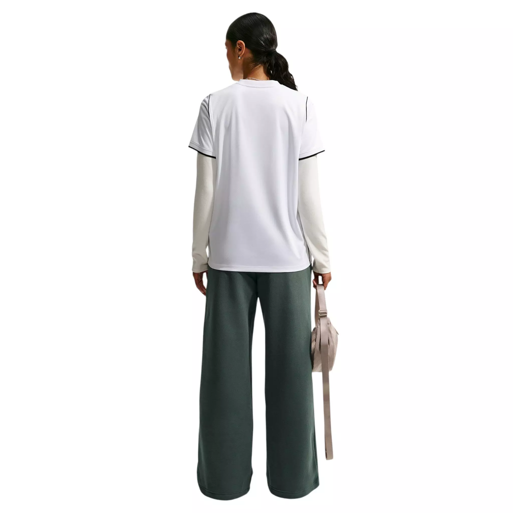 Nike Women's Studio Fleece Med-Weight Mid Rise Wide-Leg Pants - Camo Green - CAMO GREEN