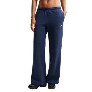 Nike Women's Studio Fleece Med-Weight Mid Rise Wide-Leg Pants - Navy - NAVY