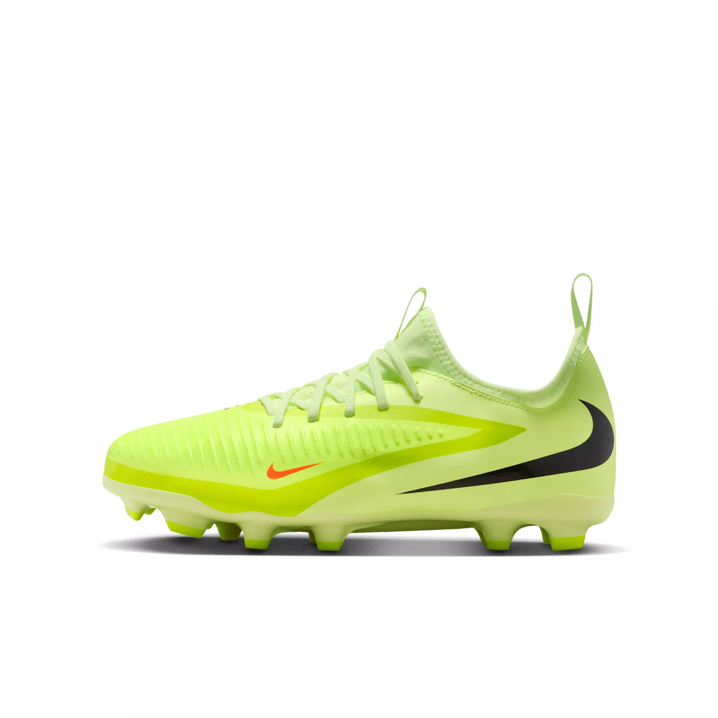 Nike Jr. Phantom 6 Low Academy MG "Hyper Crimson/Limelight/Black" Grade School Kids' Soccer Cleat - CRIMSON/LIMELIGHT/BLACK