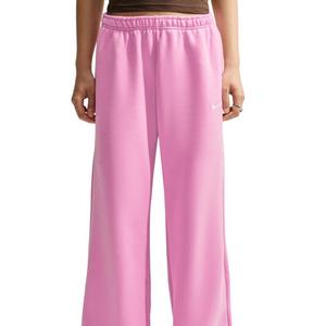 Nike Women's Studio Fleece Med-Weight Mid Rise Wide-Leg Pants - Pink - PINK