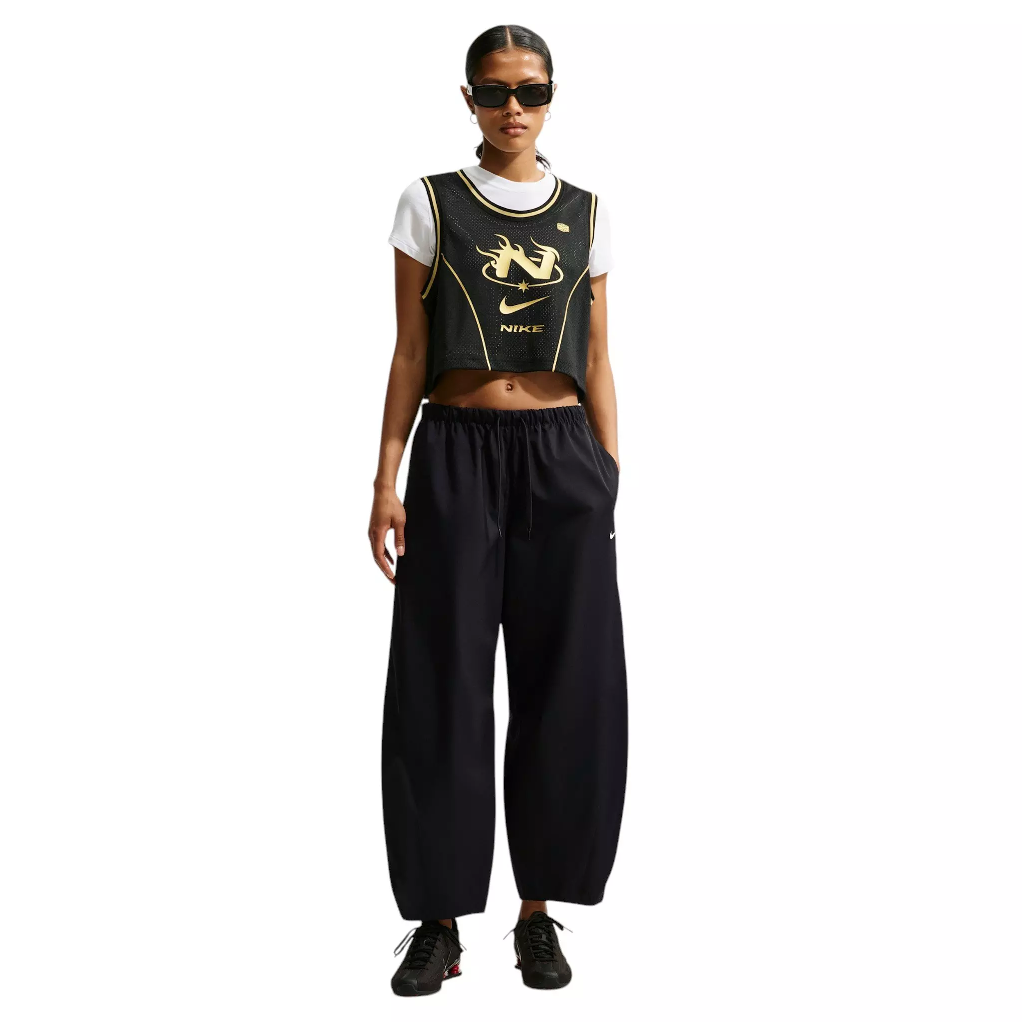 Nike Women's Sportswear Loose Mid-Rise Barrel Pants - Black - BLACK