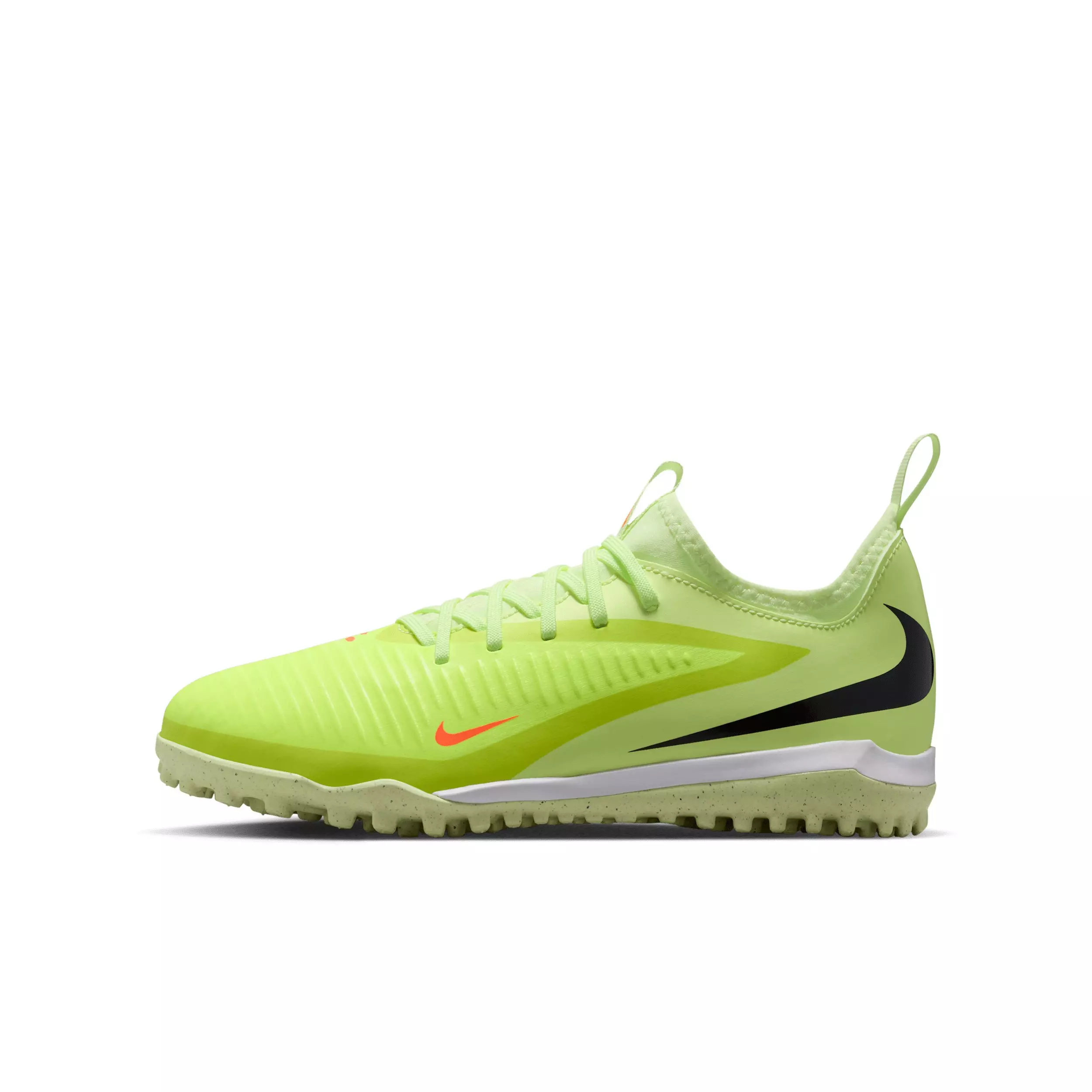 Nike Jr. Phantom 6 Low Academy Turf "Hyper Crimson/Life Lime/Black" Grade School Kids' Soccer Shoe - CRIMSON/LIME/BLACK