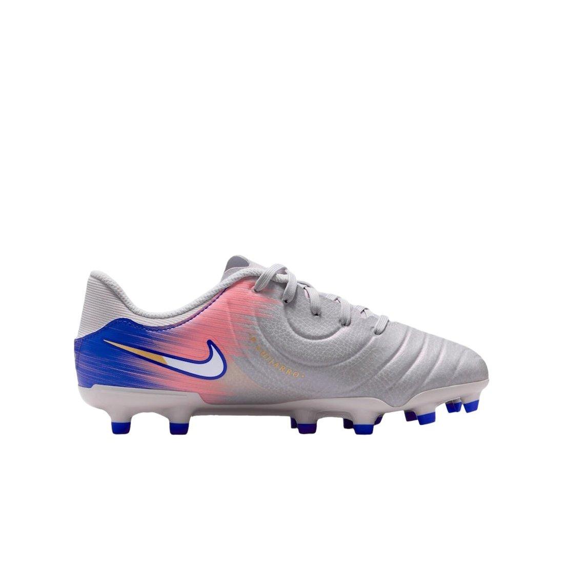 Nike Jr. Tiempo Legend 10 Academy MG "Vast Grey/Racer Blue" Grade School Kids' Soccer Cleat - GREY/BLUE Thumbnail View 1