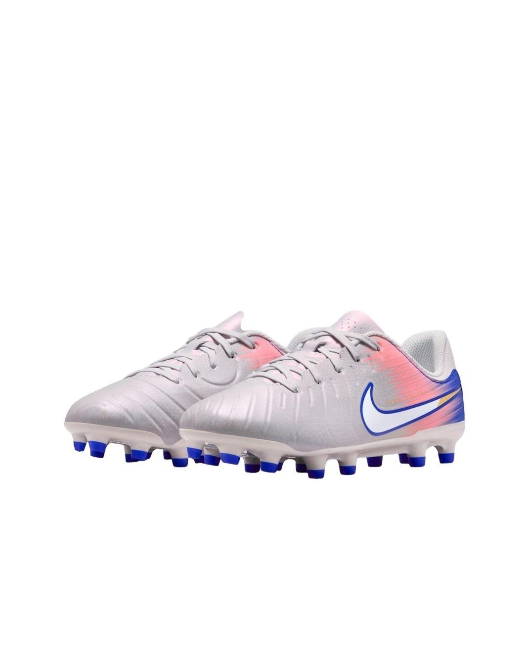 Nike Jr. Tiempo Legend 10 Academy MG "Vast Grey/Racer Blue" Grade School Kids' Soccer Cleat - GREY/BLUE Thumbnail View 4