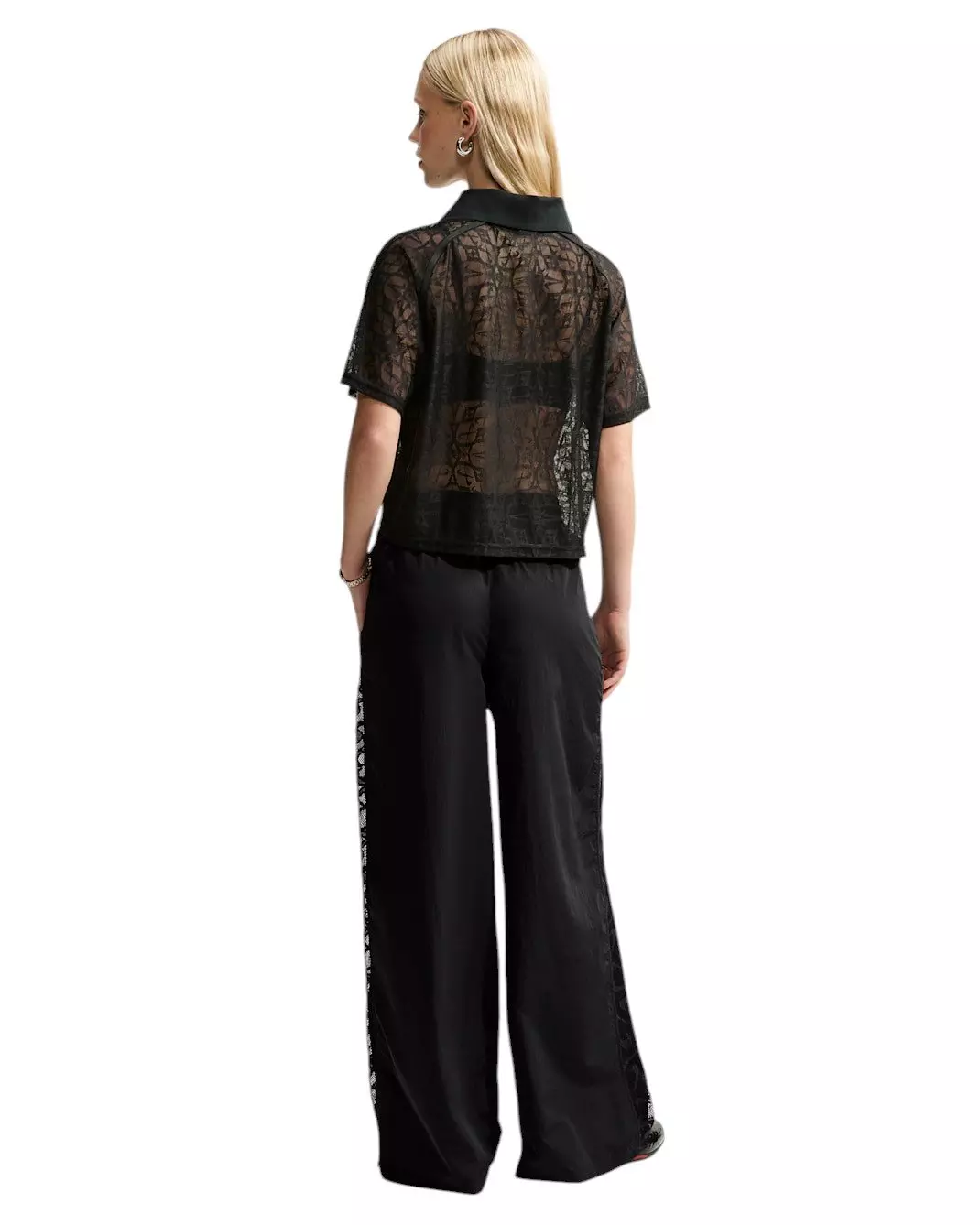 Nike Women's Sportswear Loose Mid-Rise Lace Track Pants - Black - BLACK