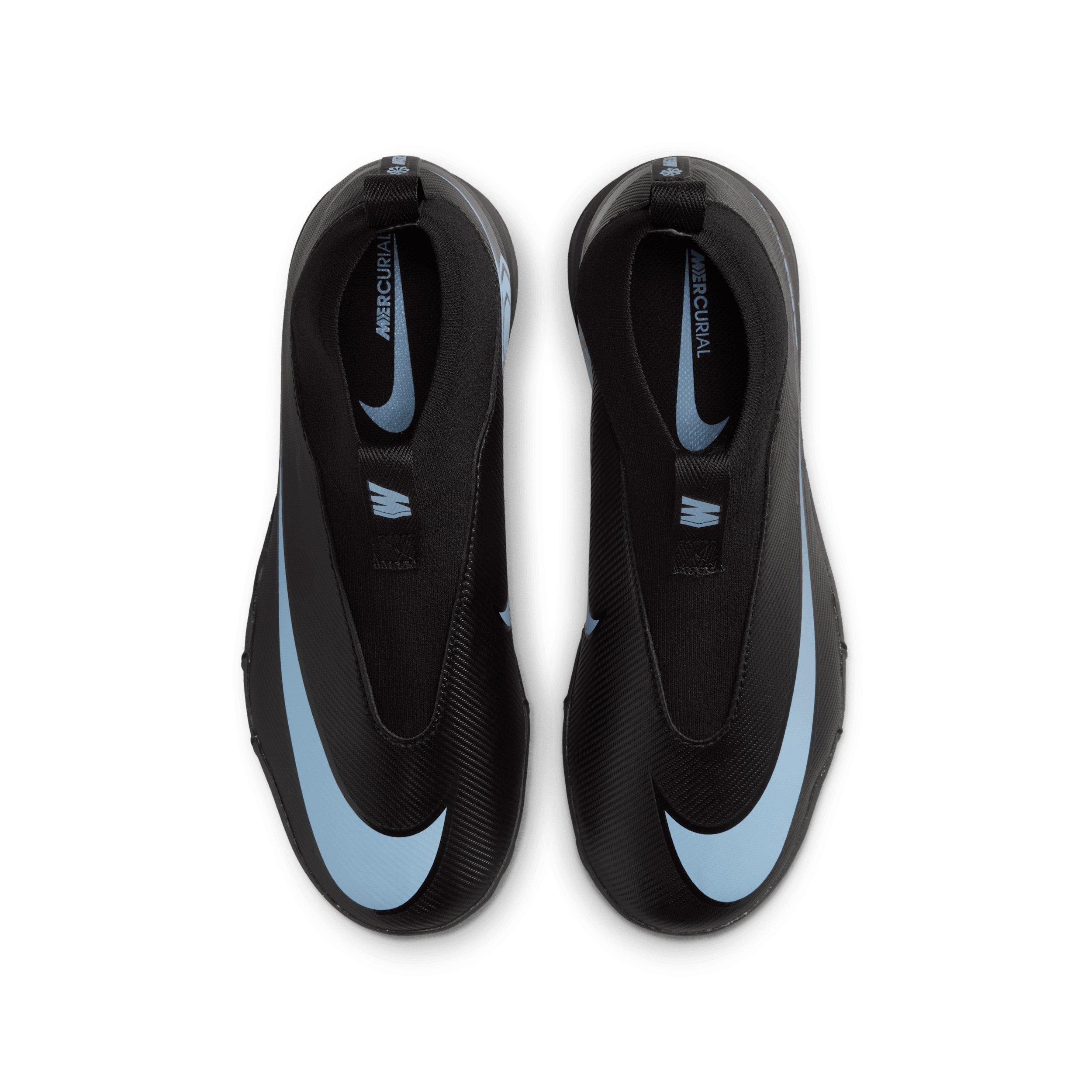 Nike Jr. Mercurial Superfly 10 Academy Turf Grade School Kids' "Black/Ice Blue" Soccer Shoe