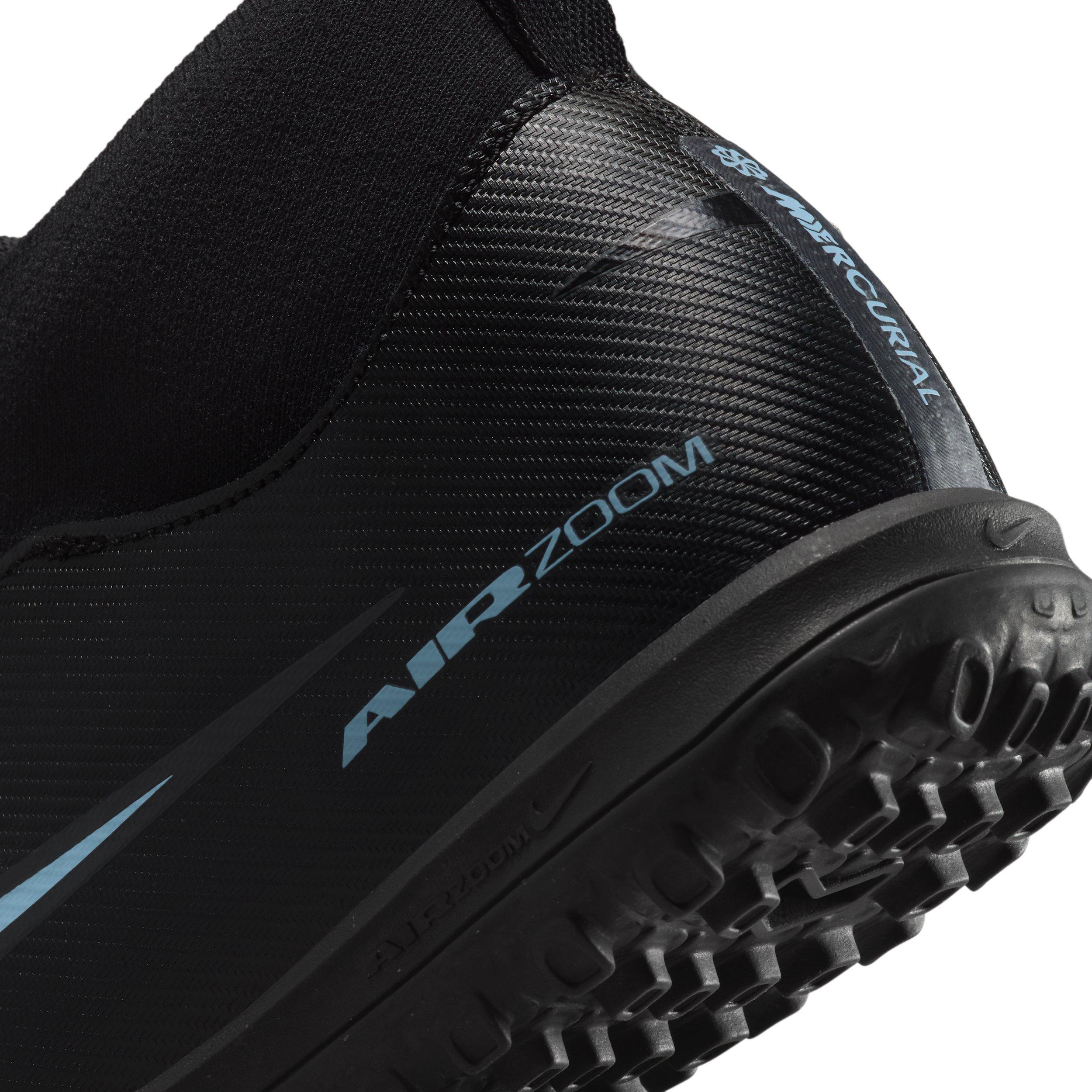 Nike Jr. Mercurial Superfly 10 Academy Turf Grade School Kids' "Black/Ice Blue" Soccer Shoe